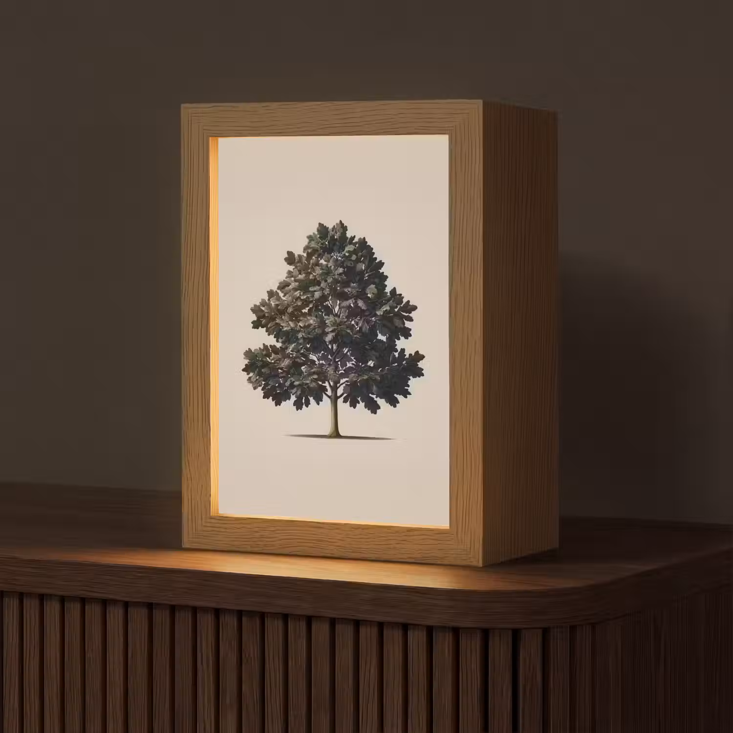 Eikenboom - Schaduw - Egaal Light Box met kabel (Tafellamp) klein -z3d_website