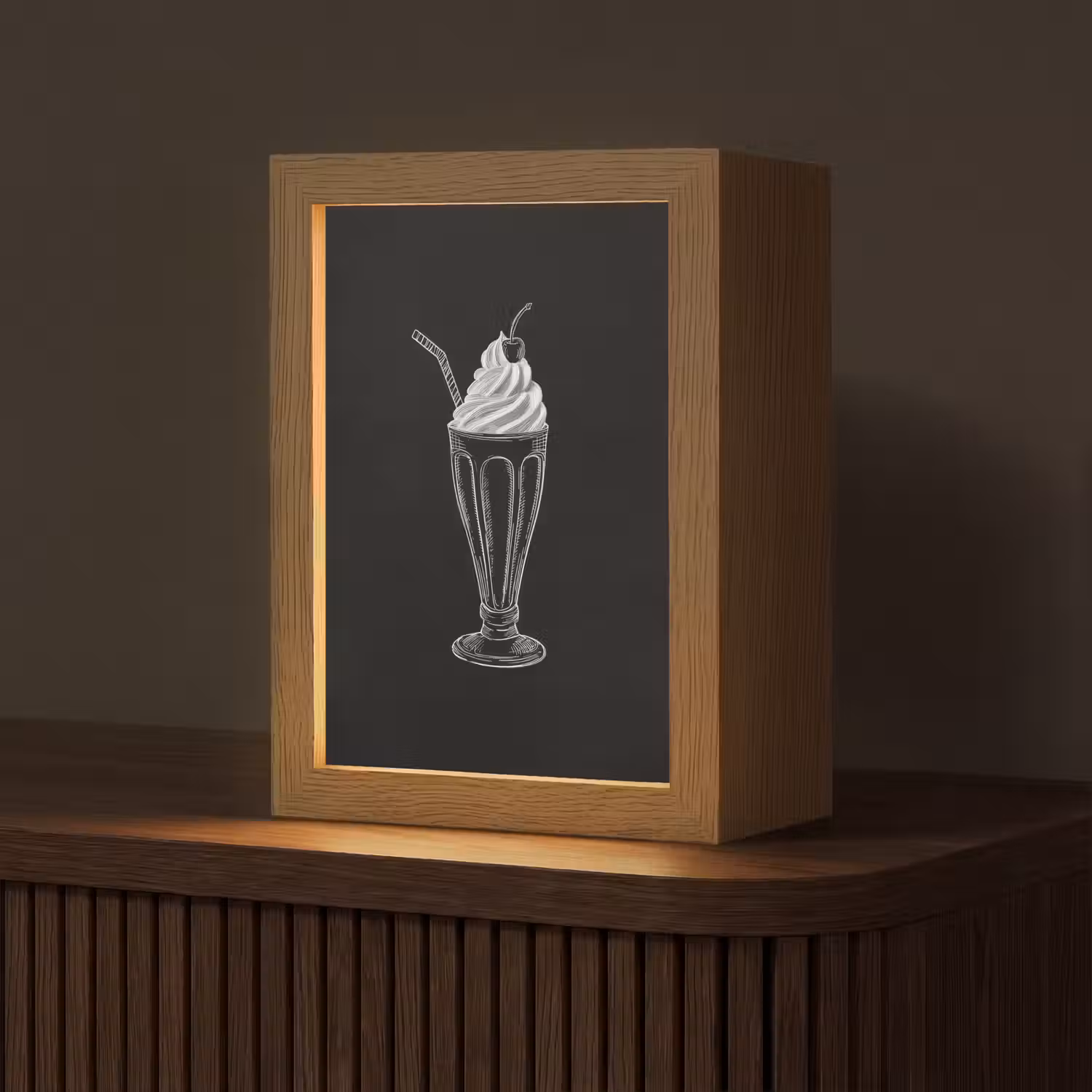 Ijscoupe - Kers - Krijtstijl - Slagroom Light Box met kabel (Tafellamp) klein -z3d_website