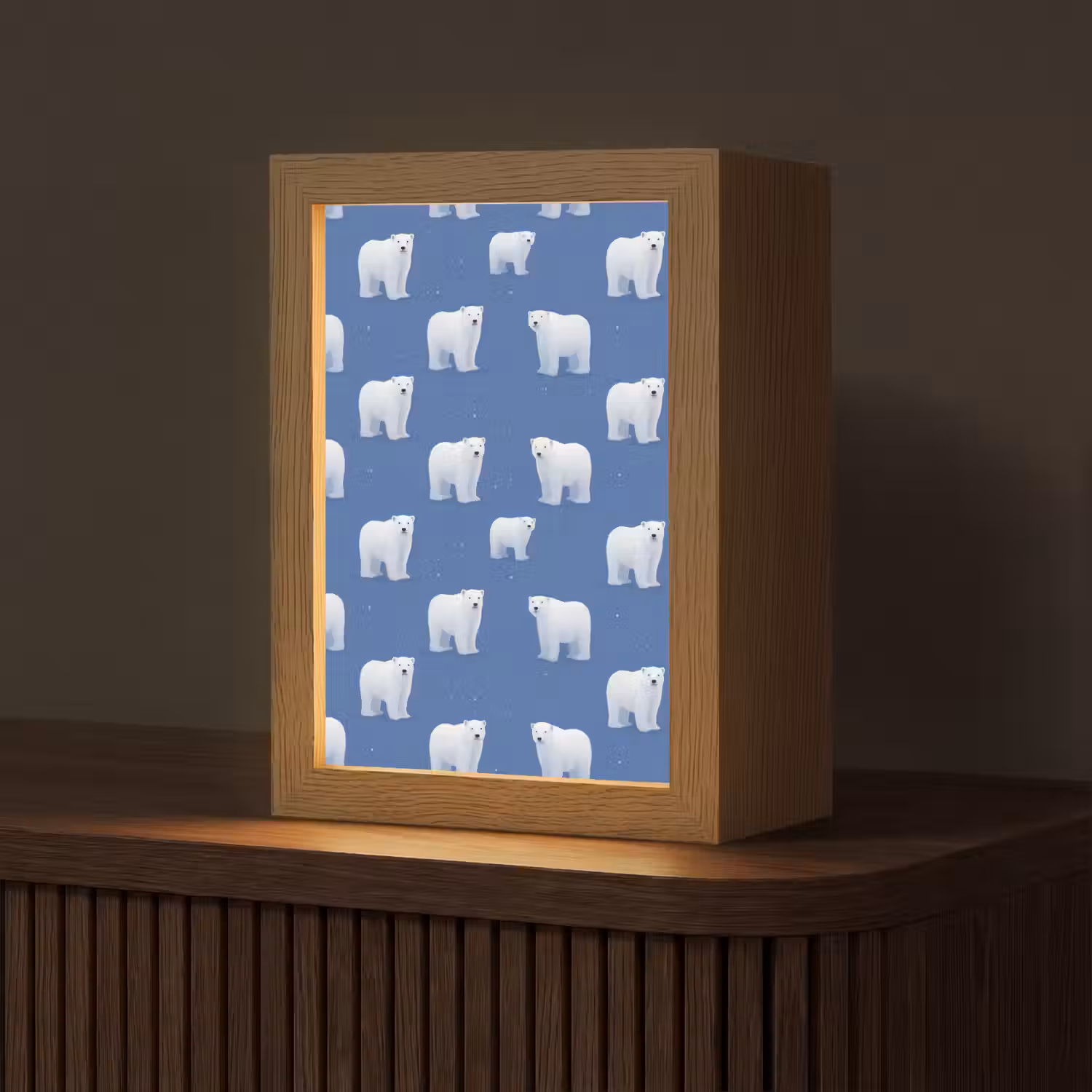 IJsbeer - Patroon - Blauw Light Box met kabel (Tafellamp) klein 925 -z3d_website