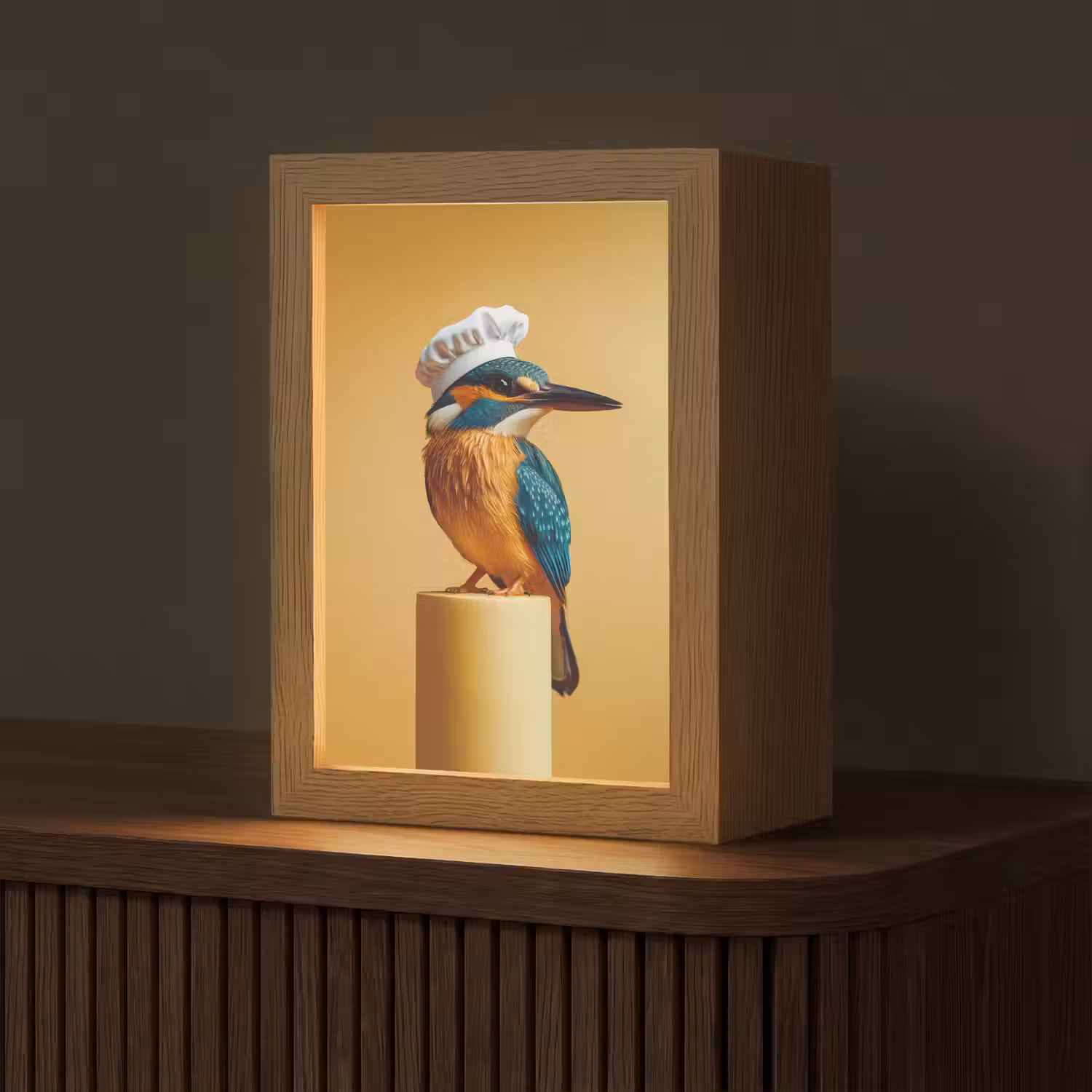 Ijsvogel - Pilaar - Koksmuts - Vogel Light Box met kabel (Tafellamp) klein -z3d_website