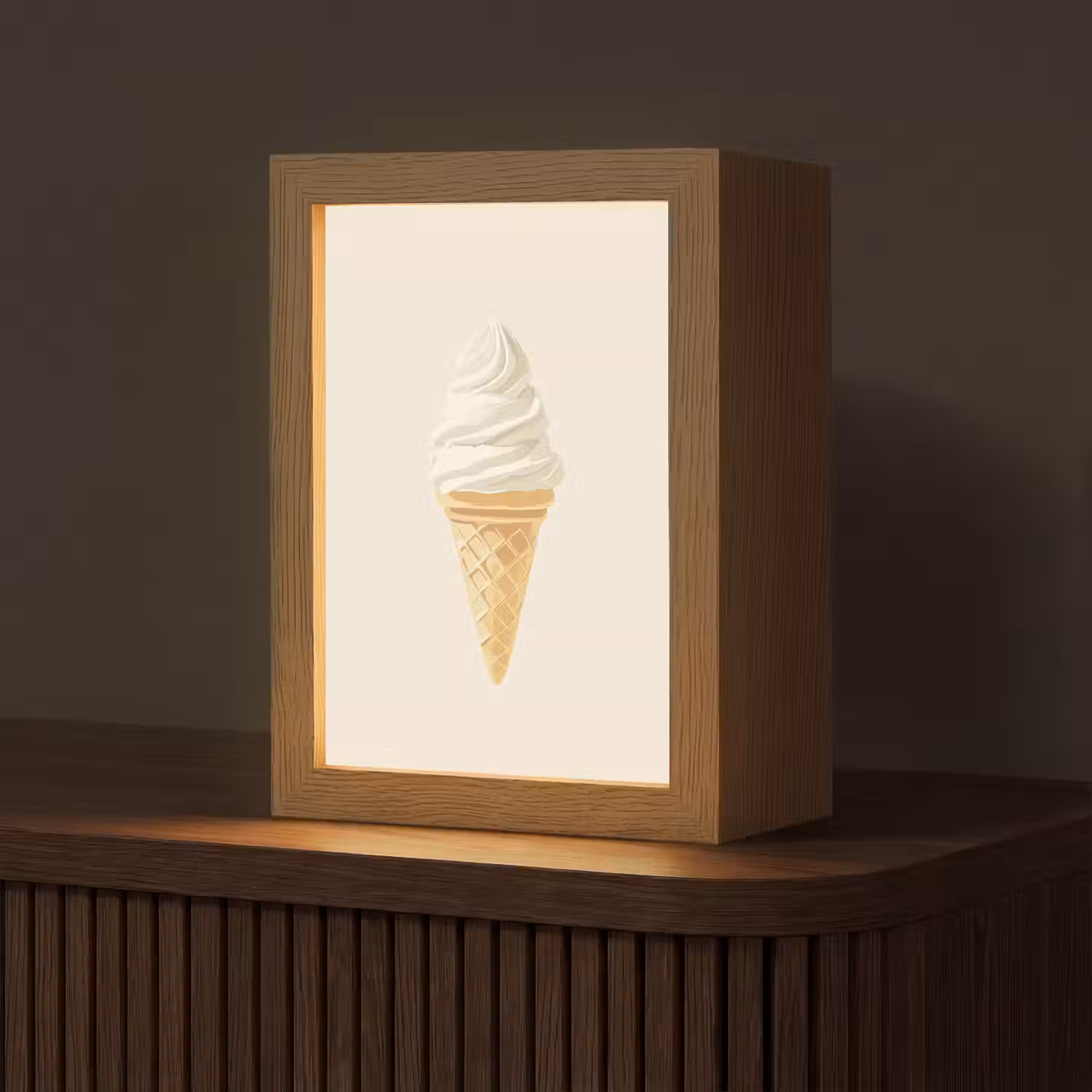 Softijs - Hoorntje - Wit Light Box met kabel (Tafellamp) klein -z3d_website