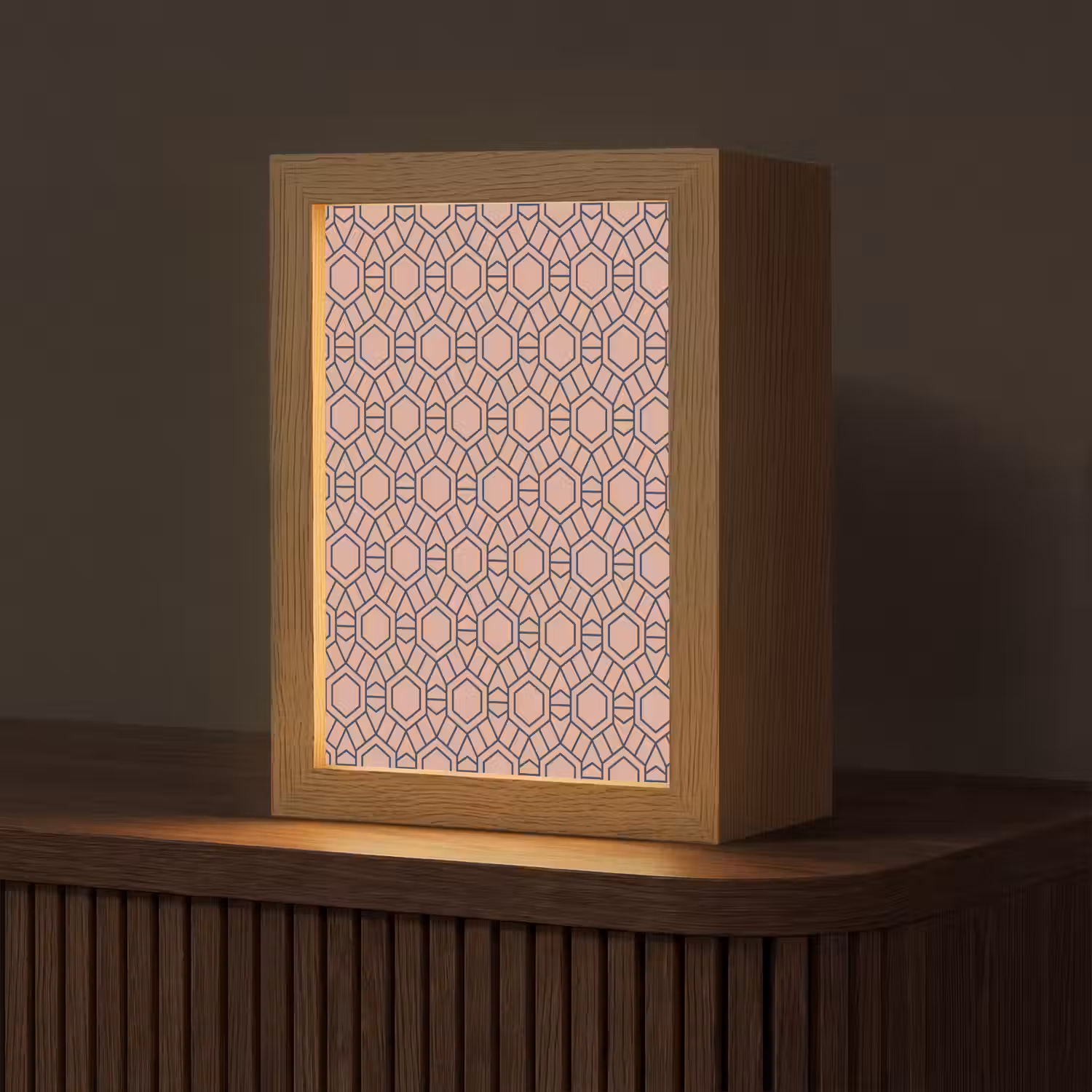 Strak - Patroon - Roze - Donkerblauw Light Box met kabel (Tafellamp) klein 925 -z3d_website