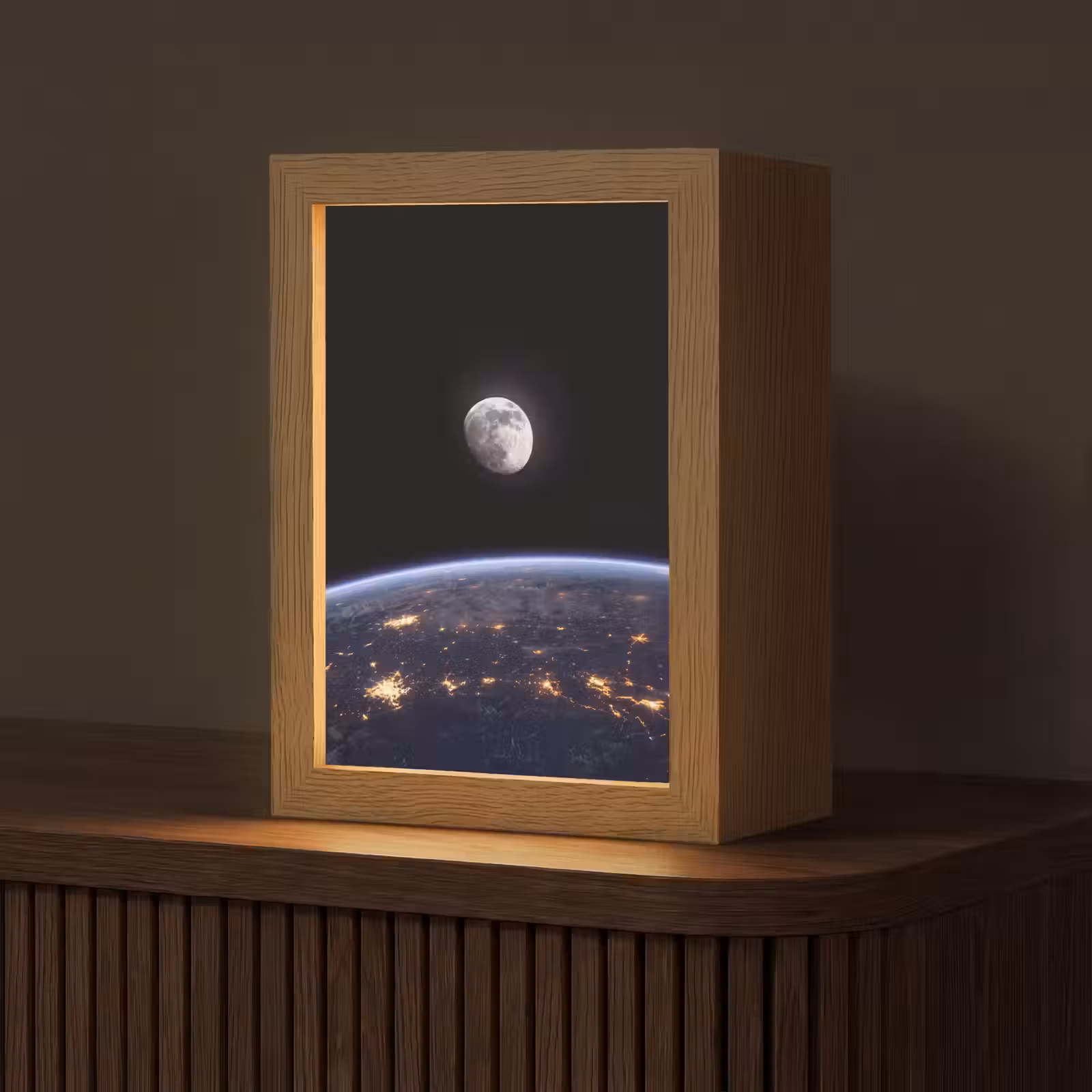 Tischlampe - Erde – Nacht – Weltraum - Aarde - Nacht - Ruimte Light Box met kabel (Tafellamp) klein