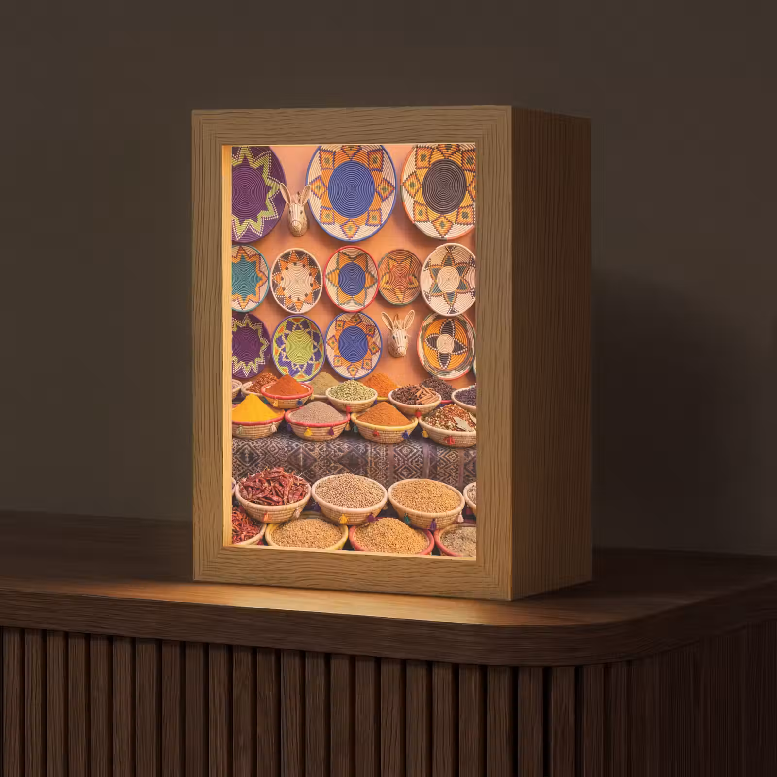 Tischlampe - Essen – Farbenfroh – Kultur - Eten - Kleurrijk - Cultuur Light Box met kabel (Tafellamp) klein
