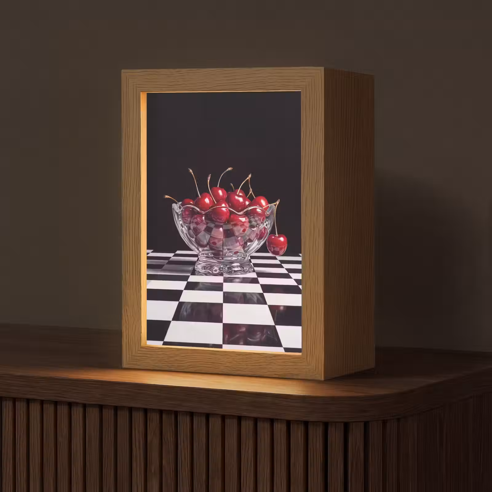 Tischlampe - Essen – Kirschen – Rot - Eten - Kersen - Rood Light Box met kabel (Tafellamp) klein