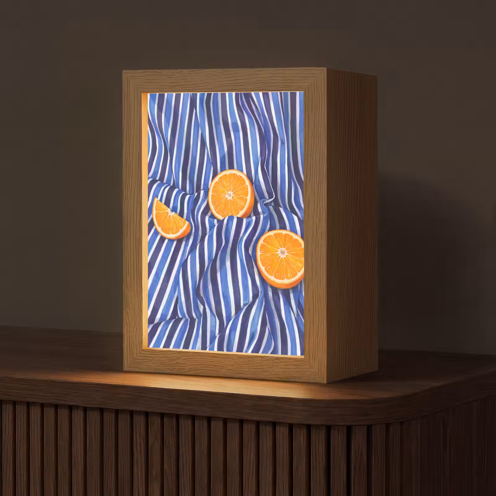 Tischlampe - Essen – Obst – Orange - Eten - Fruit - Oranje Light Box met kabel (Tafellamp) klein