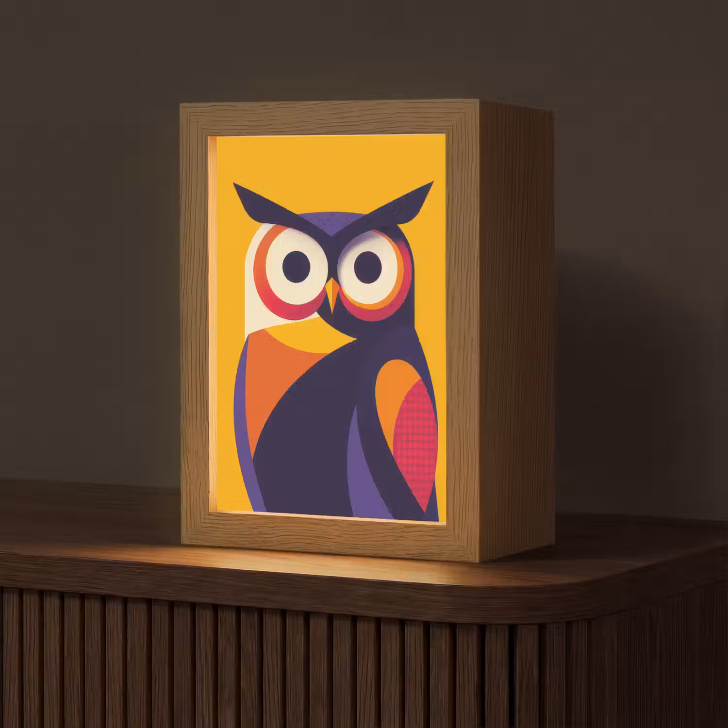 Uil - Grafisch - Kleurrijk - Ogen Light Box met kabel (Tafellamp) klein -z3d_website