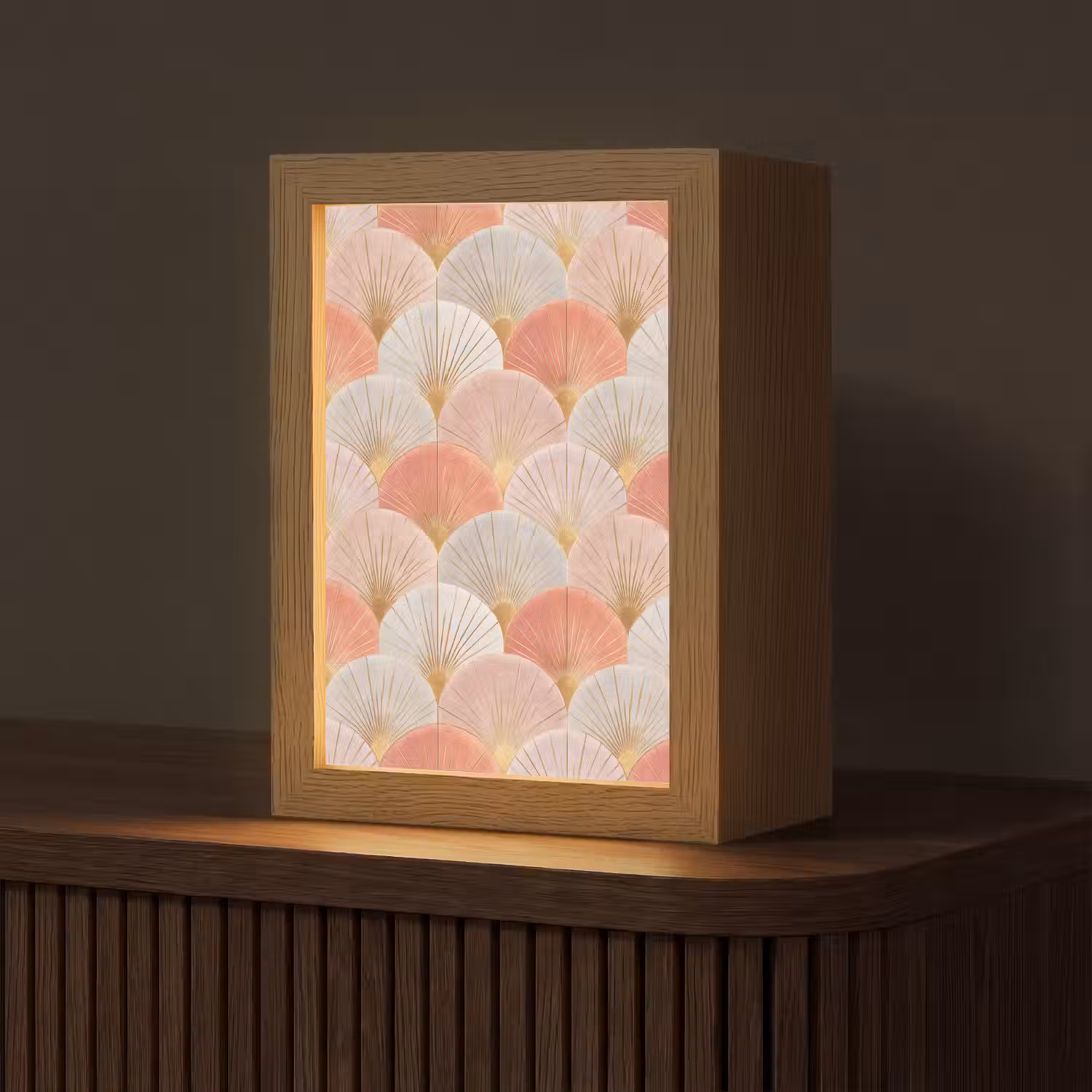 Waaiers - Goud - Roze Light Box met kabel (Tafellamp) klein 925 -z3d_website