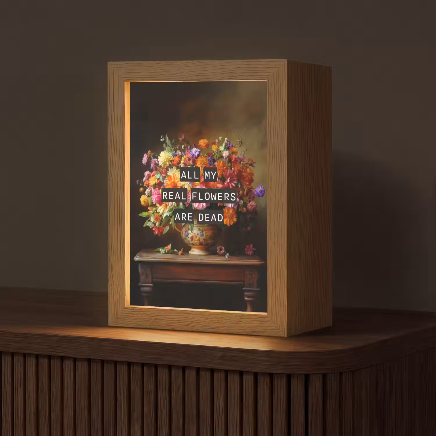 Kleur - Bloemen - Vintage - Bloemenvaas Light Box met kabel (Tafellamp) klein -z3d_website