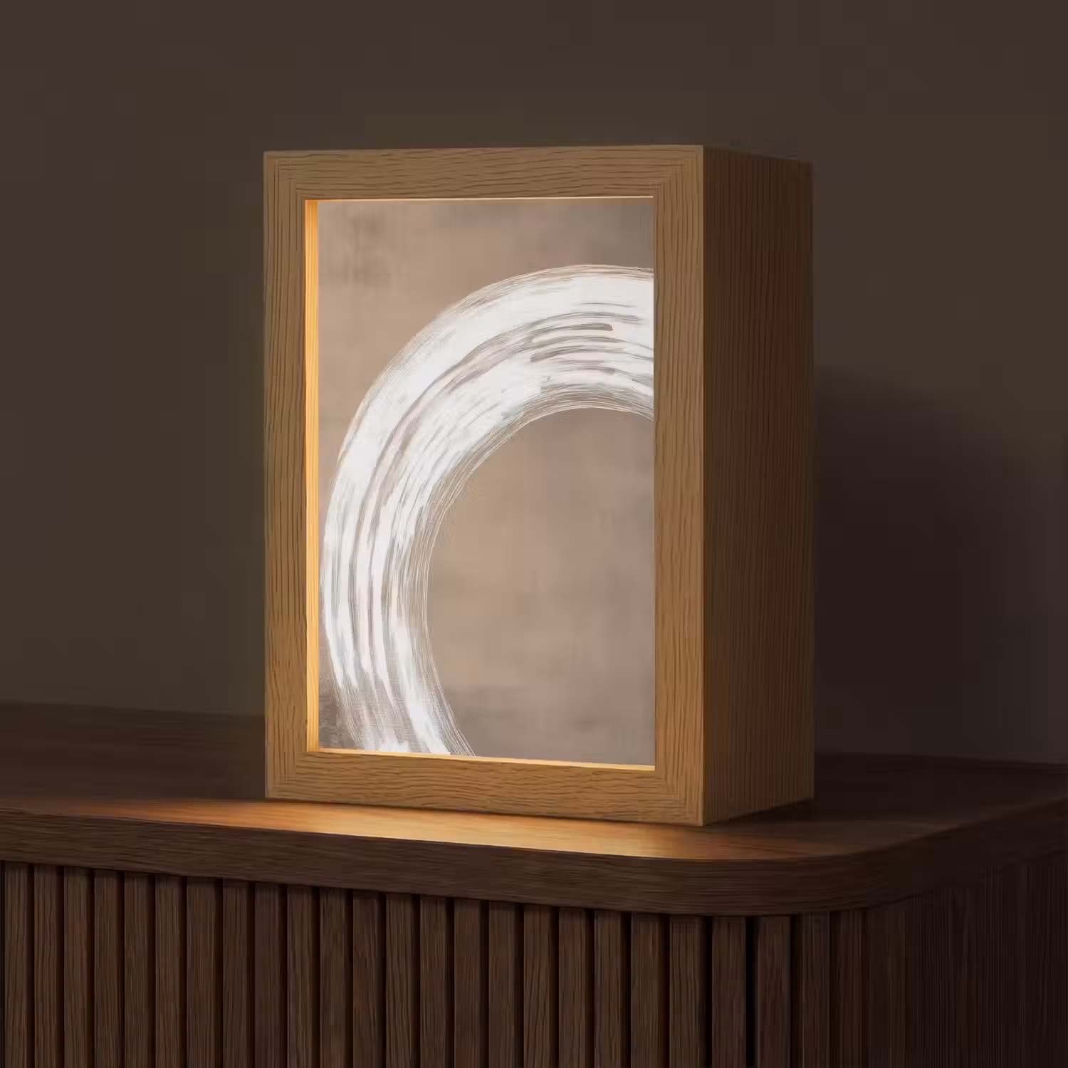 Verf - Bruin - Japandi Light Box met kabel (Tafellamp) klein -z3d_website