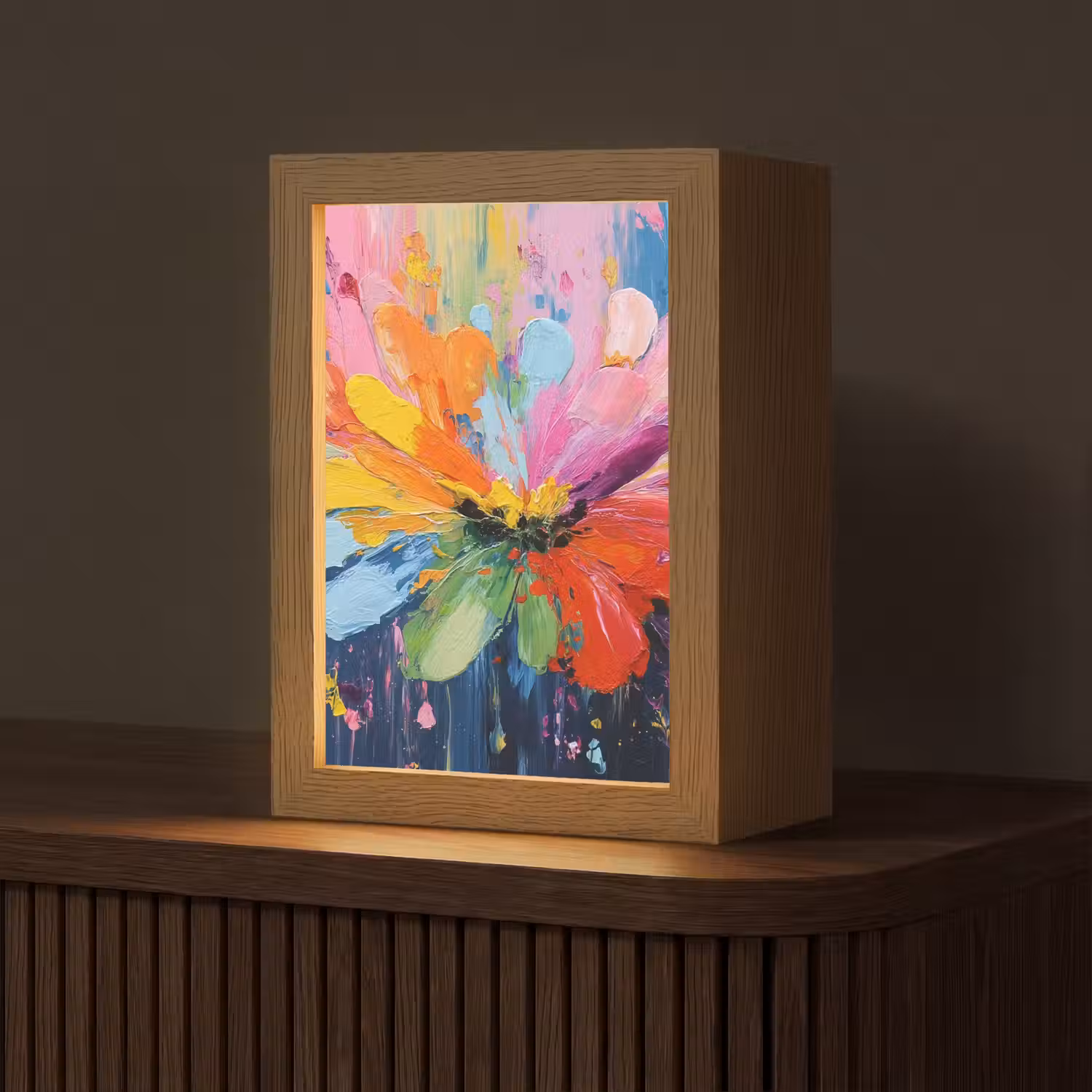 Kleuruitbarsting - Expressieve sfeer - Bloem Light Box met kabel (Tafellamp) klein -z3d_website