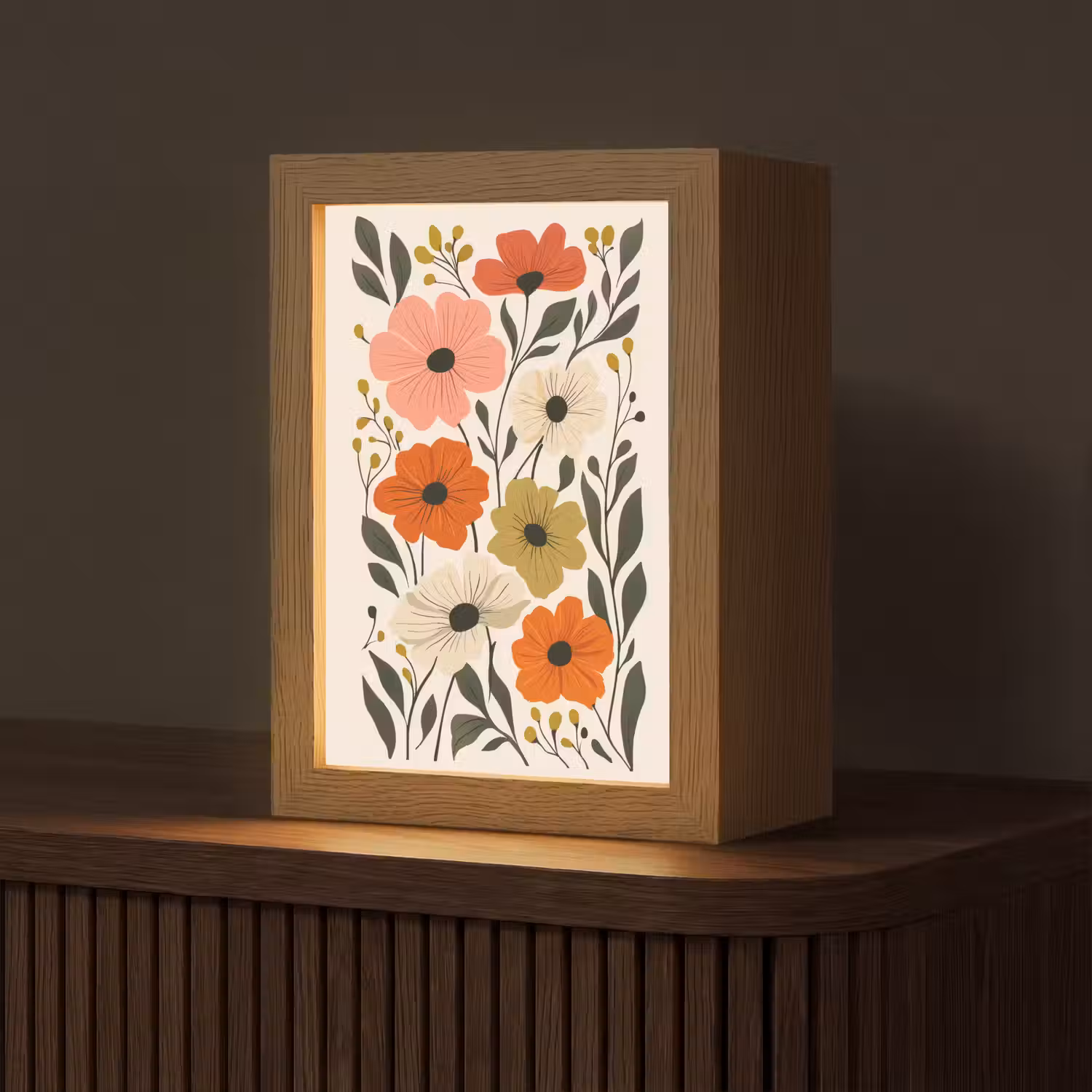 Veldbloemen - Stengels - Blaadjes - Groen Light Box met kabel (Tafellamp) klein -z3d_website