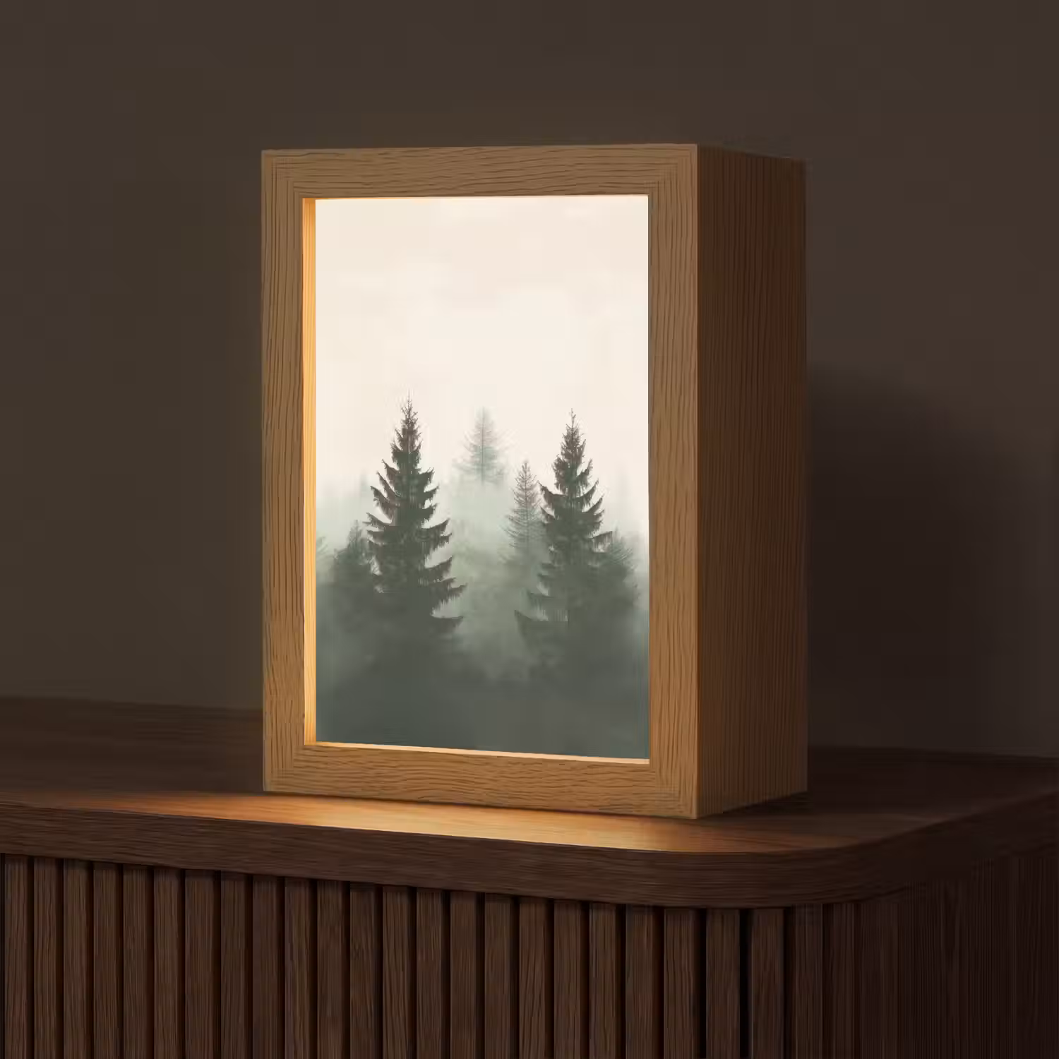 Sparren - Bomen - Groen - Beige Light Box met kabel (Tafellamp) klein -z3d_website