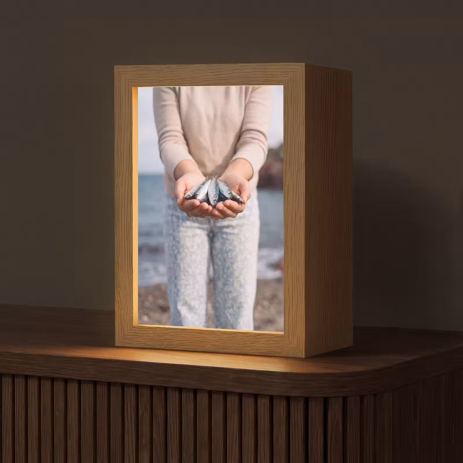 Tischlampe - Fisch – Hände – Natur - Vis - Handen - Natuur Light Box met kabel (Tafellamp) klein