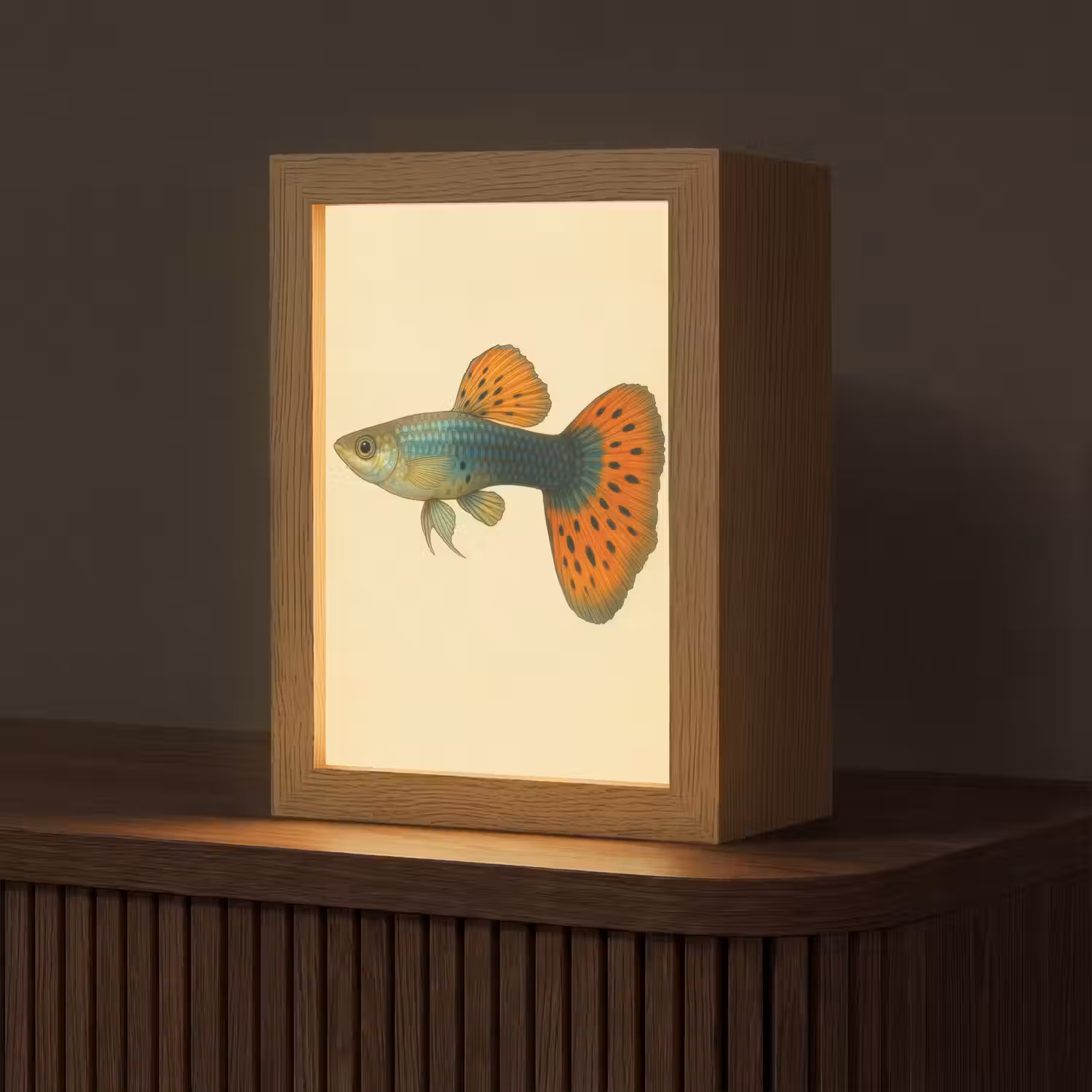 Vis - illustratie - Stippen - Oranje Light Box met kabel (Tafellamp) klein -z3d_website