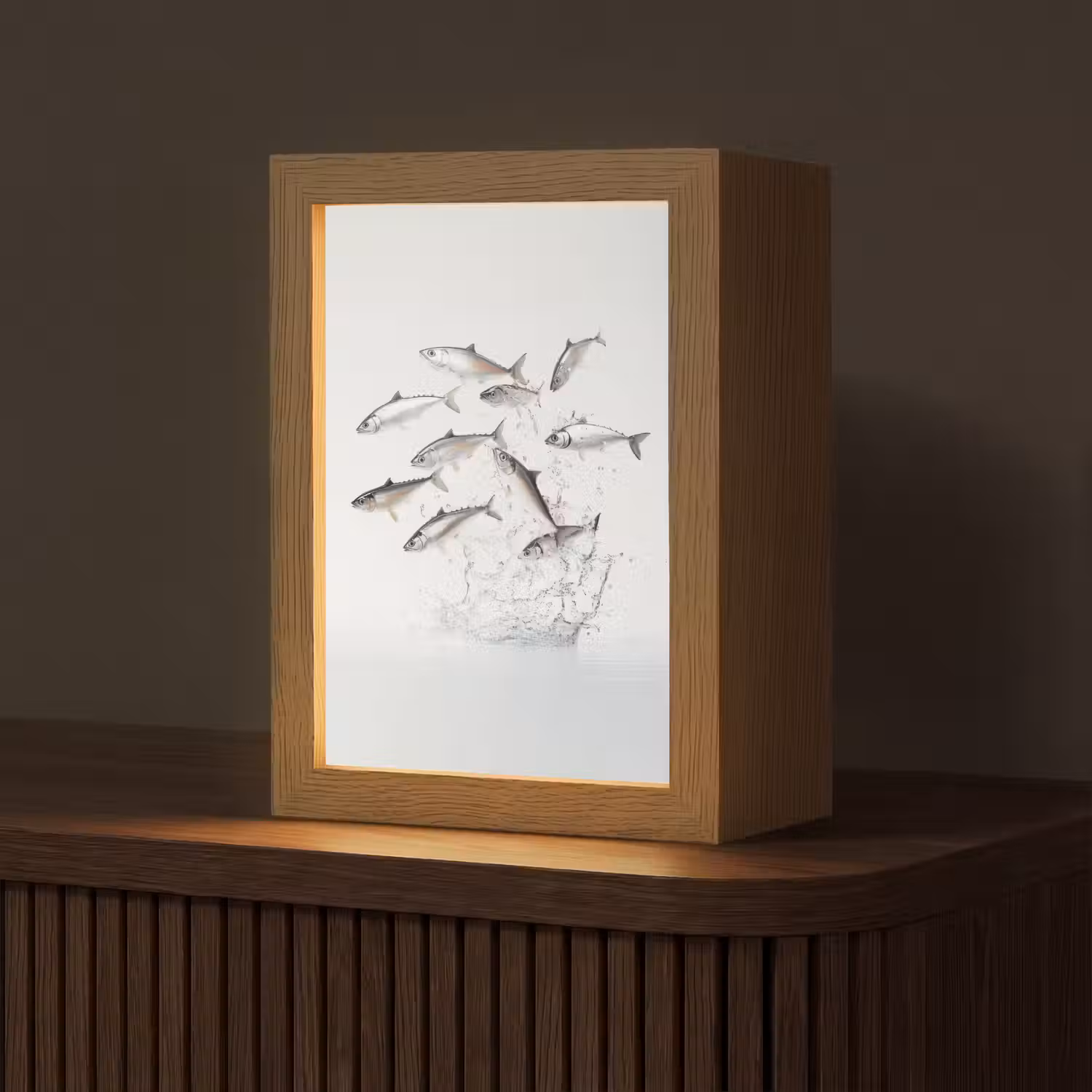Vissen - Water - Wit Light Box met kabel (Tafellamp) klein -z3d_website