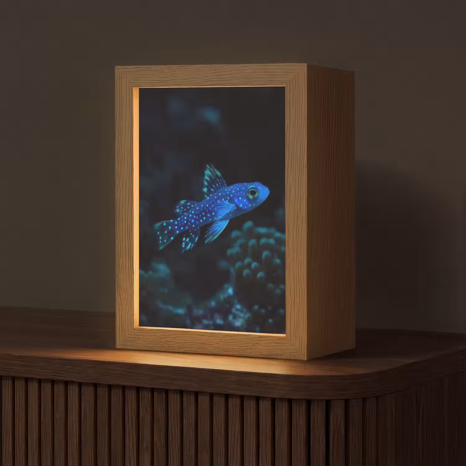 Vis - Stippen - Koraal - Blauw Light Box met kabel (Tafellamp) klein -z3d_website