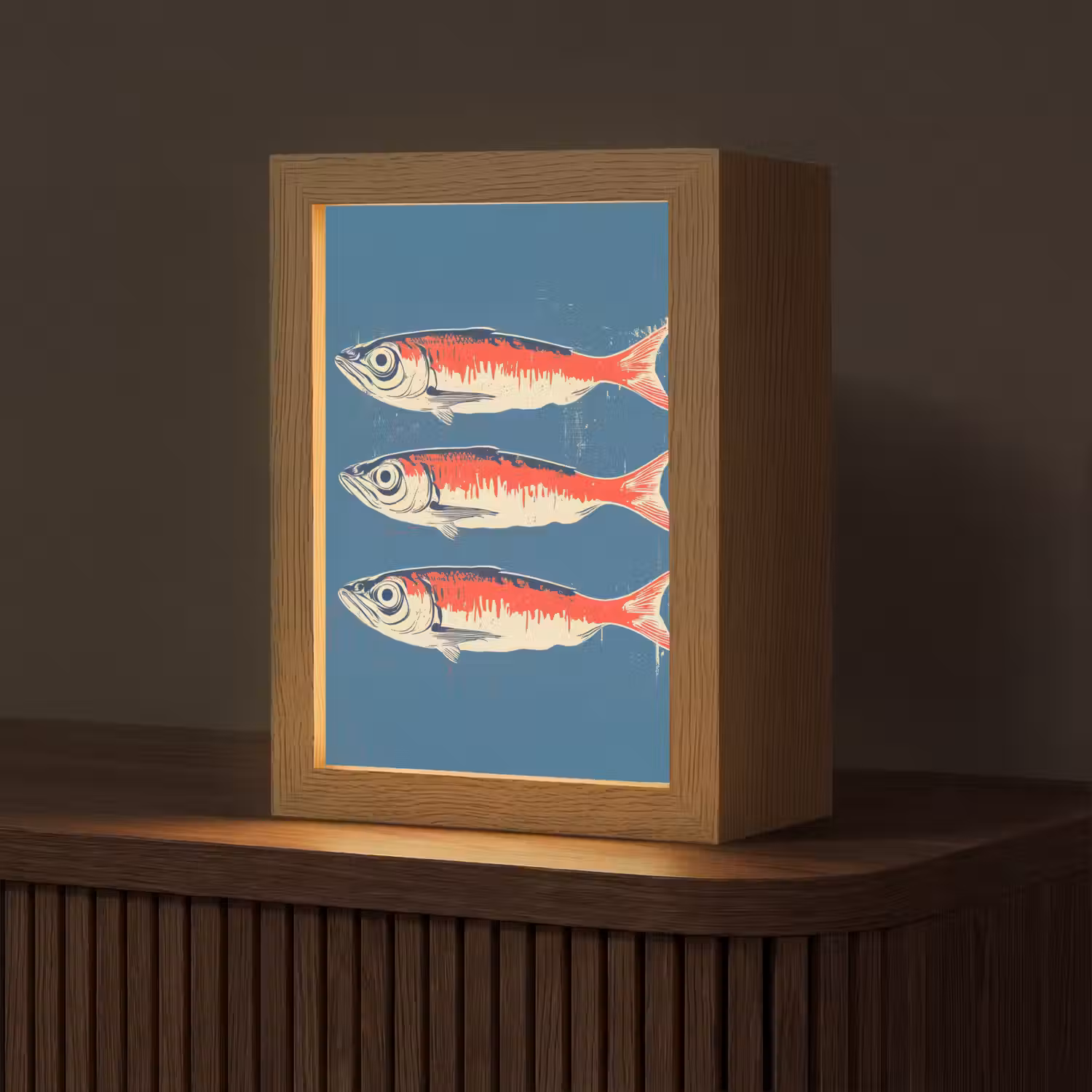 Vissen - Rood - Blauw Light Box met kabel (Tafellamp) klein -z3d_website