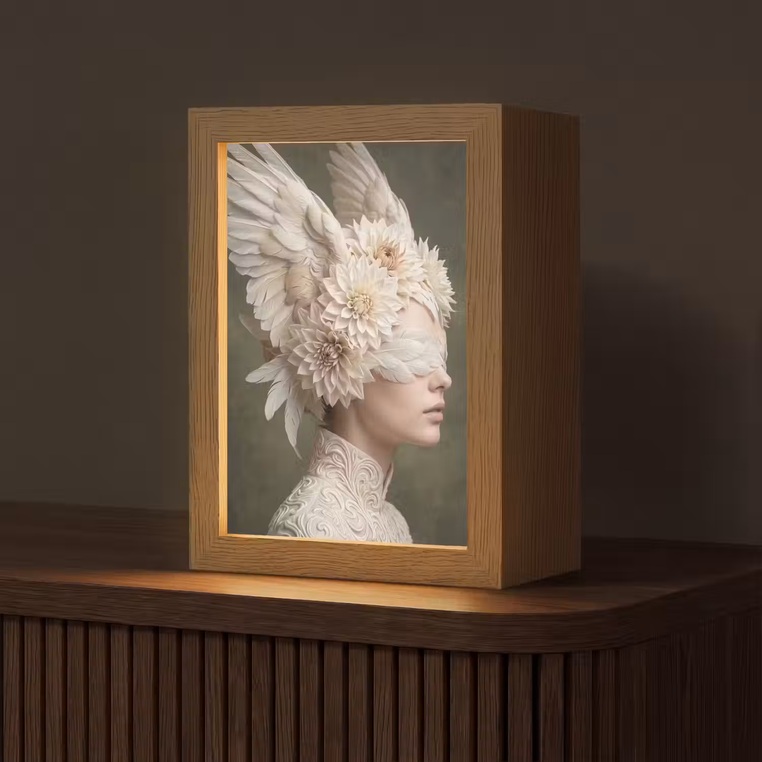 Vleugels - Vrouw - Wit Light Box met kabel (Tafellamp) klein -z3d_website