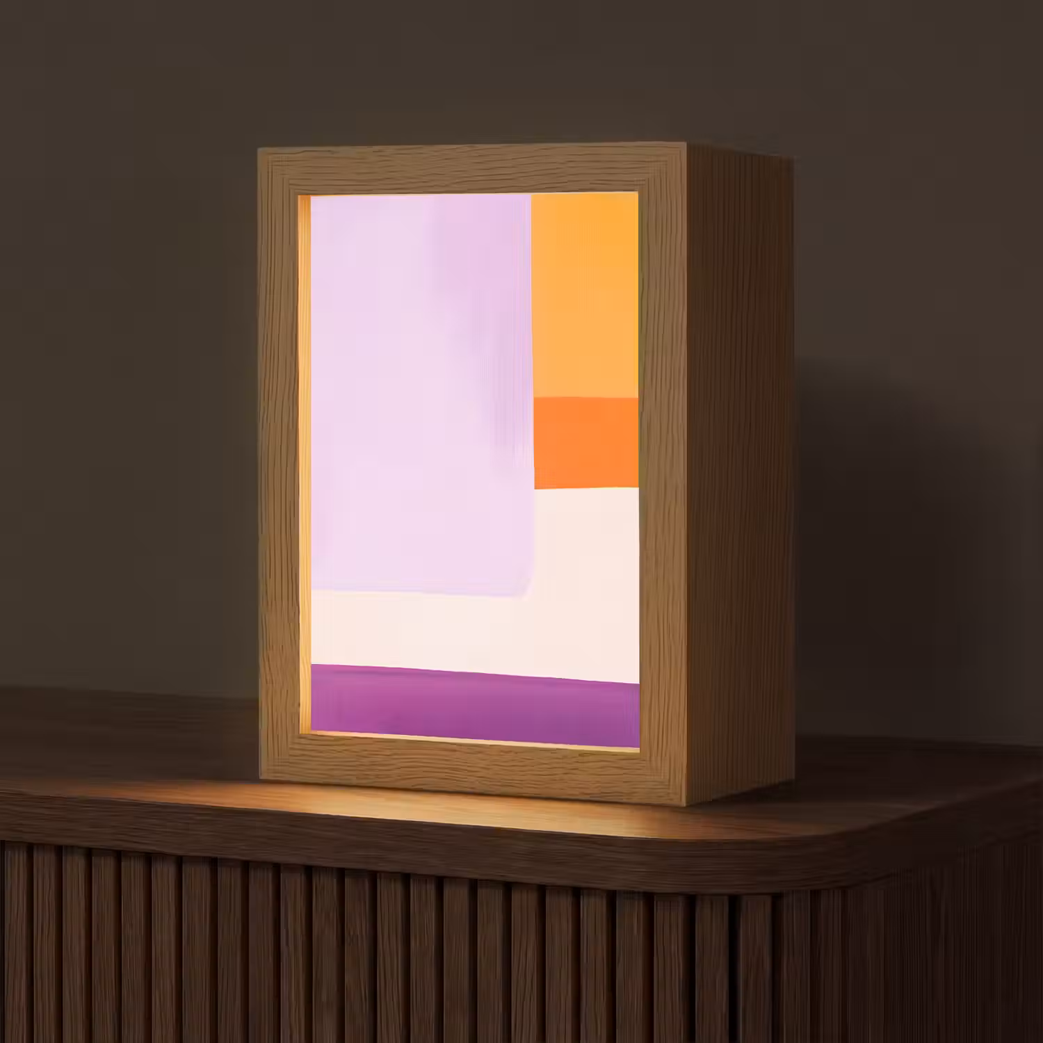 Vlakken - Abstract - Rechthoekig - Oranje Light Box met kabel (Tafellamp) klein -z3d_website