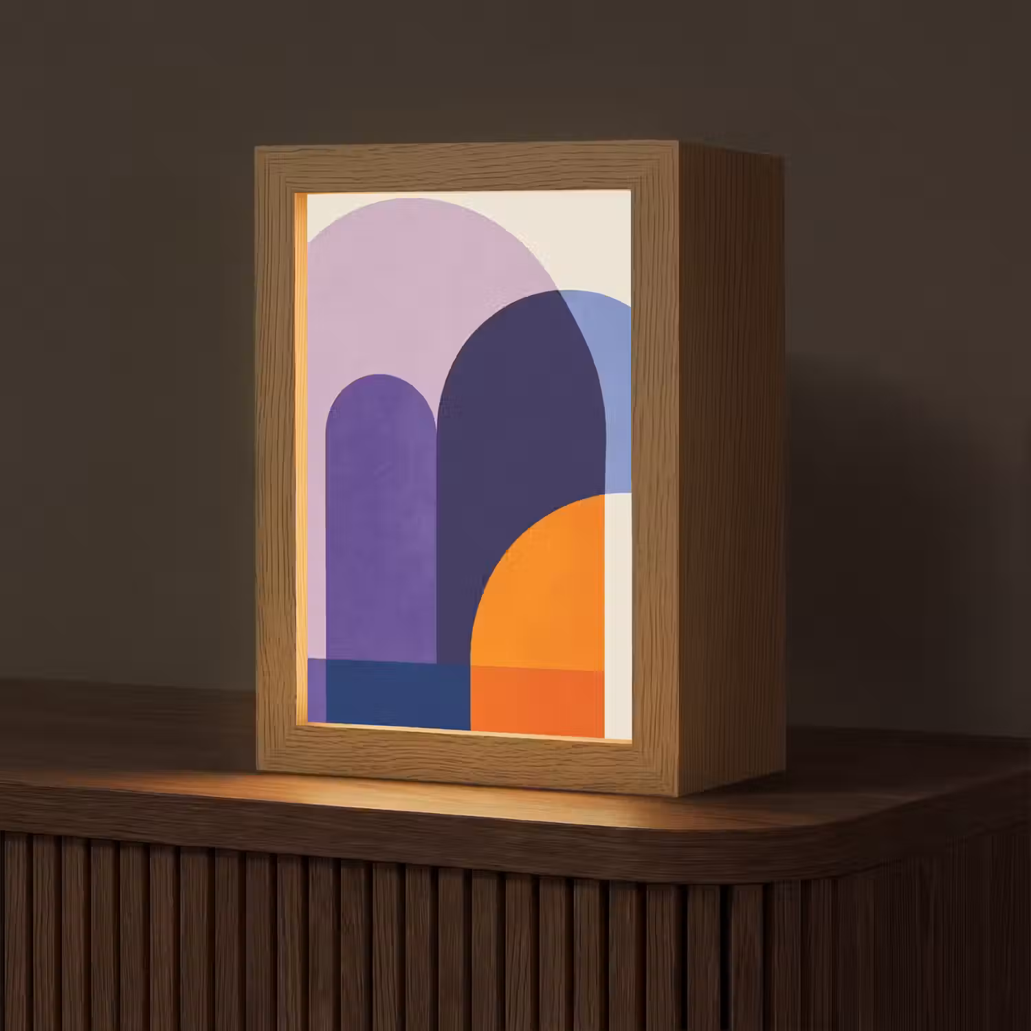 Vormen - Abstract - Grafisch - Oranje Light Box met kabel (Tafellamp) klein -z3d_website