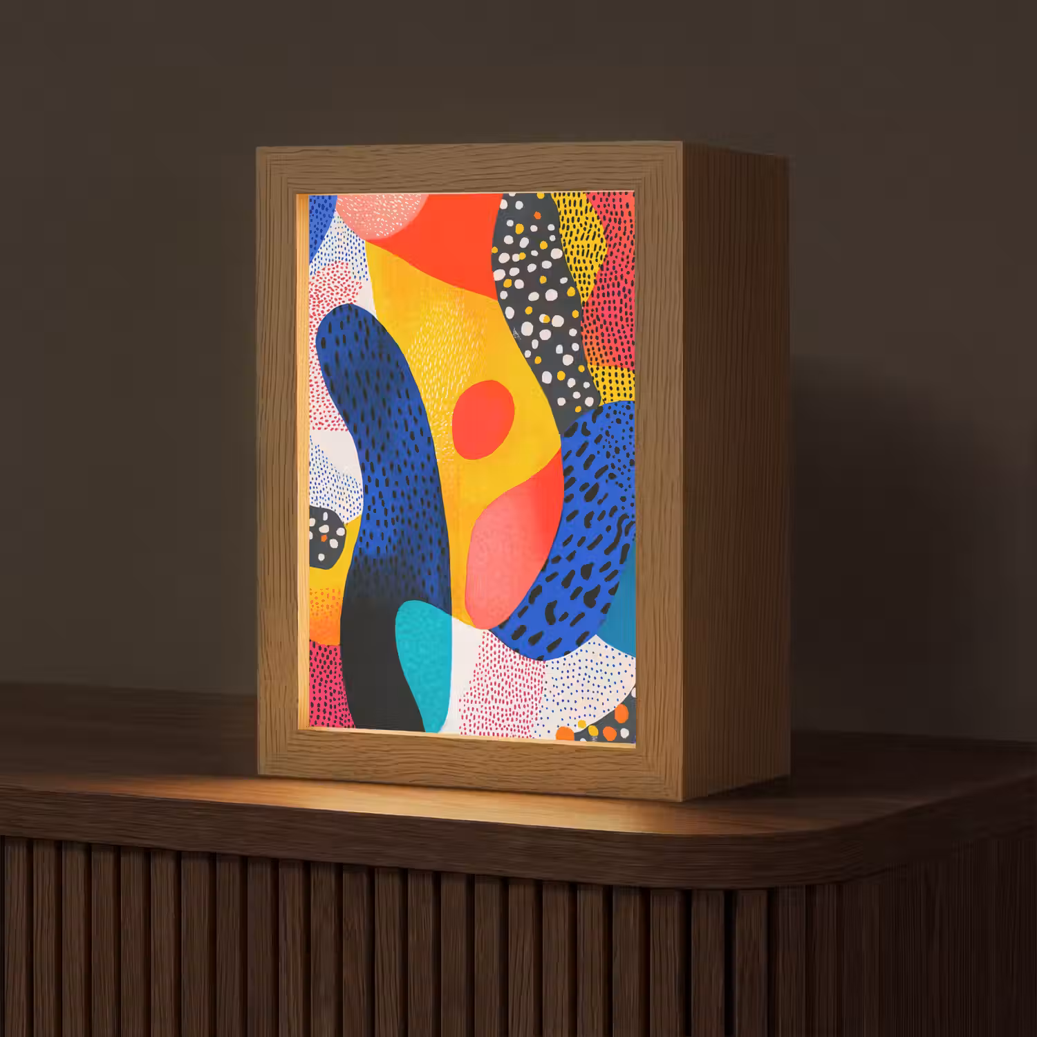 Vormen - Abstract - Stippels - Blauw Light Box met kabel (Tafellamp) klein -z3d_website