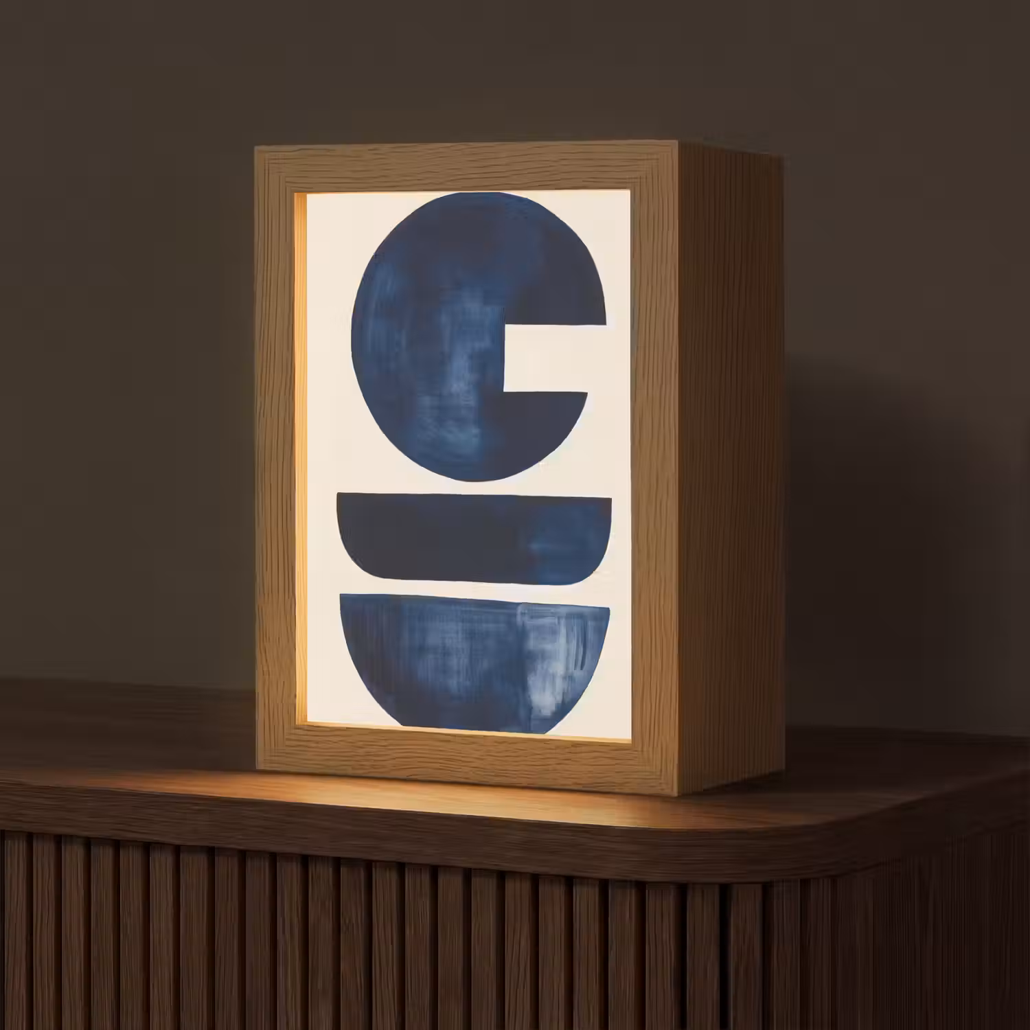 Vormen - Blauw - Abstract Light Box met kabel (Tafellamp) klein -z3d_website