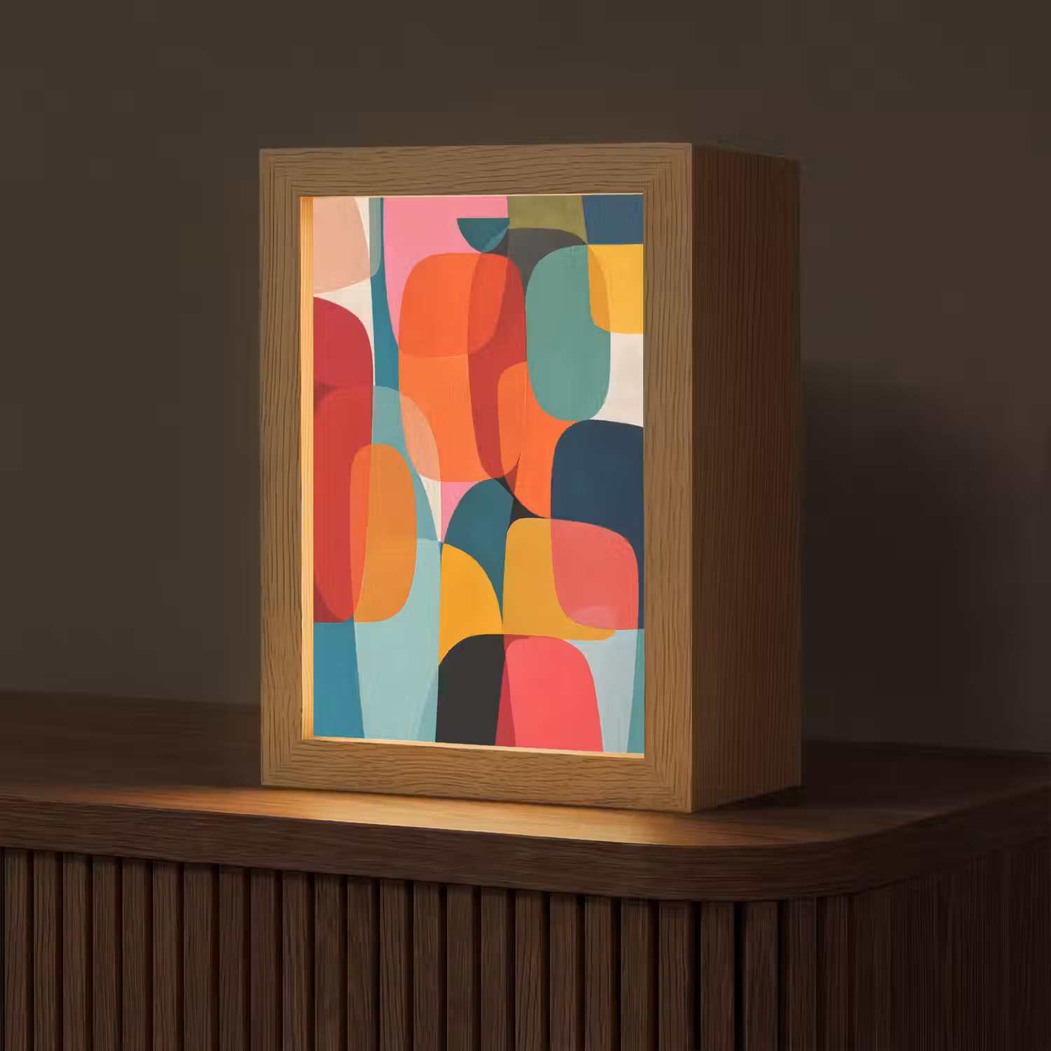 Vormen - Kleurrijk - Abstract - Vlakken Light Box met kabel (Tafellamp) klein -z3d_website