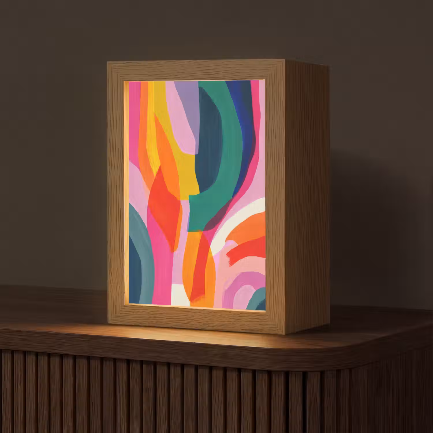 Vormen - Golvend - Abstract - Felroze Light Box met kabel (Tafellamp) klein -z3d_website