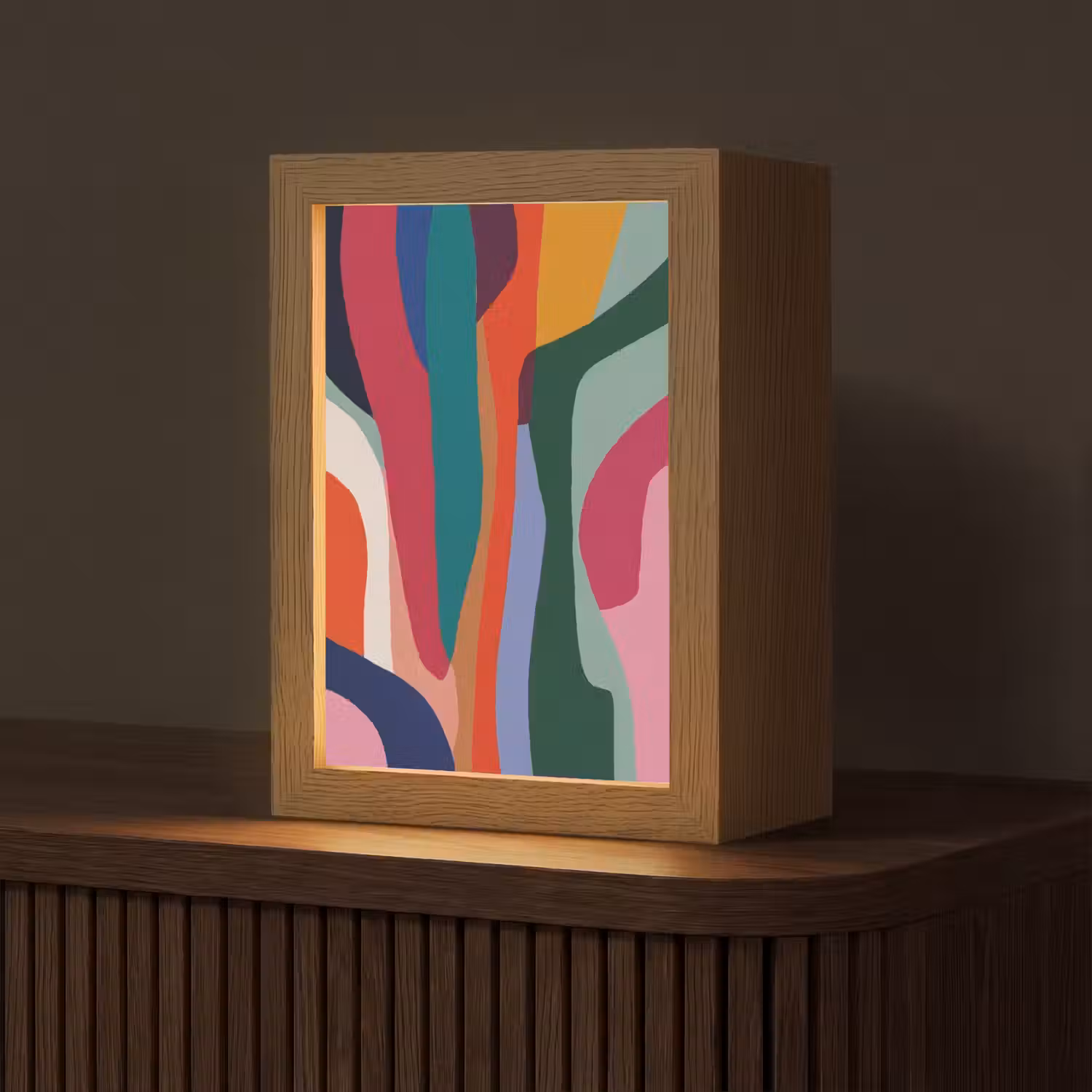 Vormen - Bochten - Kleurrijk - Abstract Light Box met kabel (Tafellamp) klein -z3d_website