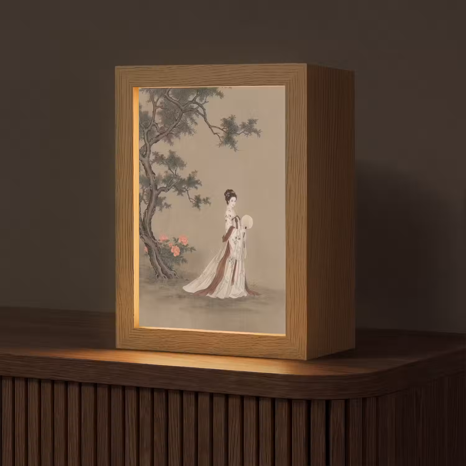Vrouw - Azië - Kunst - Beige Light Box met kabel (Tafellamp) klein -z3d_website