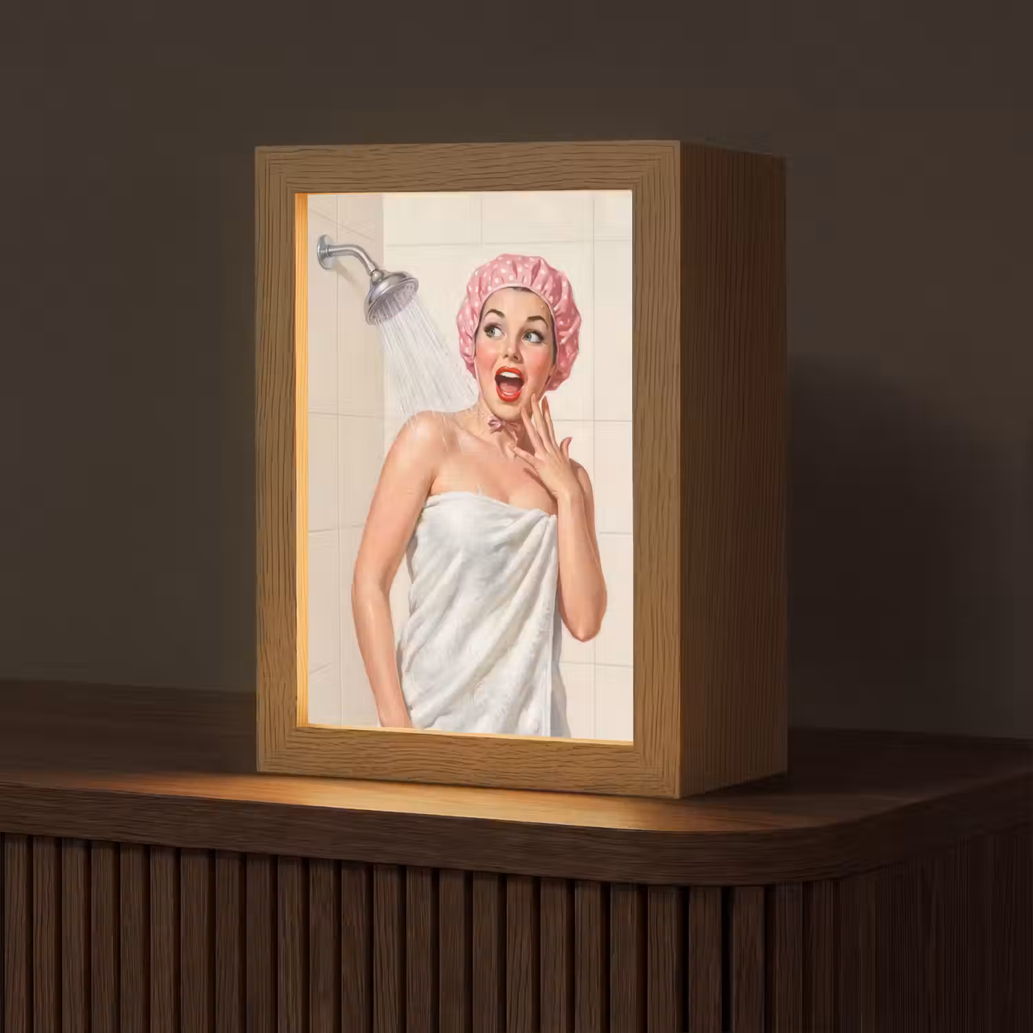 Vrouw - Douche - Roze Light Box met kabel (Tafellamp) klein -z3d_website