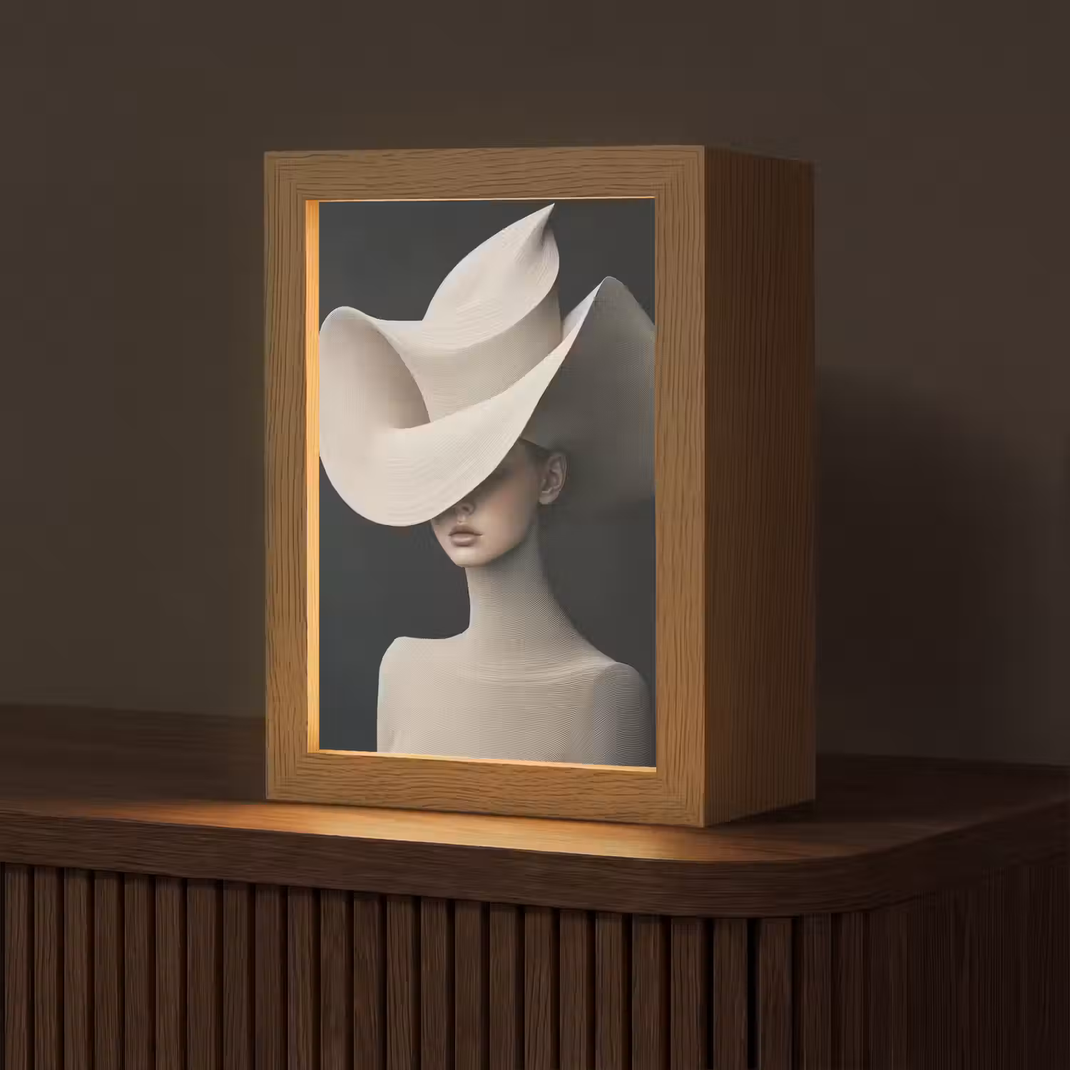 Vrouw - Golvende - Hoed Light Box met kabel (Tafellamp) klein -z3d_website