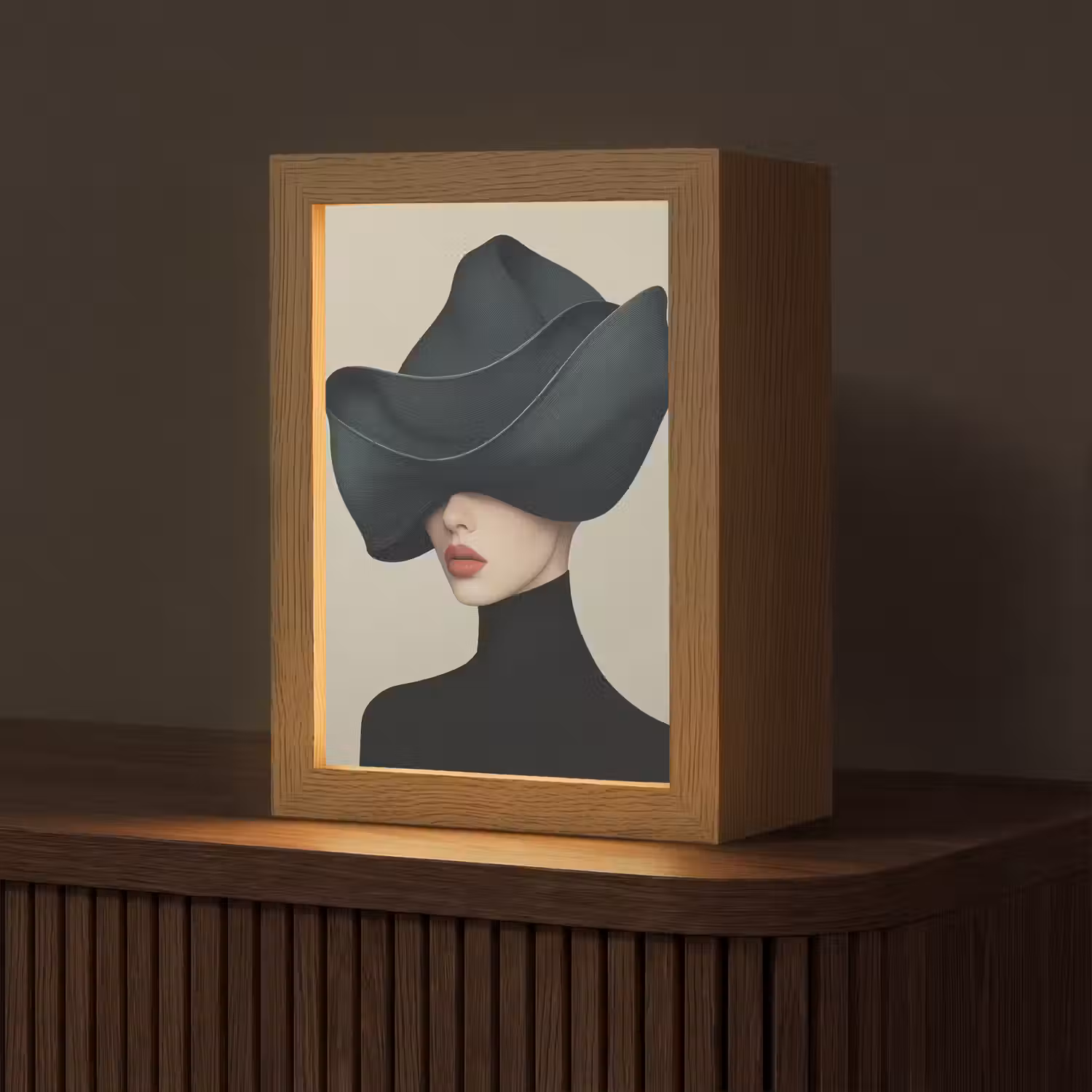 Vrouw - Groen - Hoed Light Box met kabel (Tafellamp) klein -z3d_website