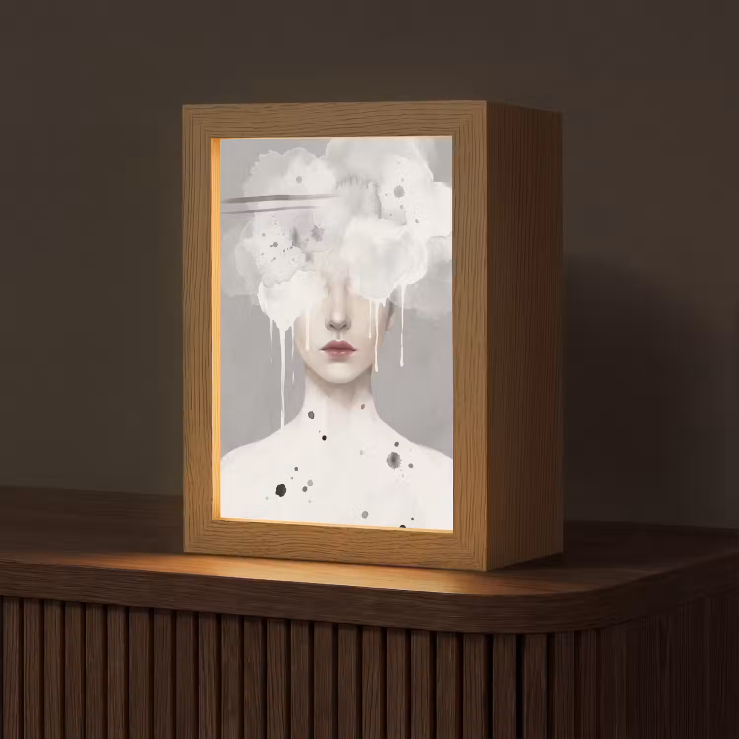 Vrouw - Wolk - Grijs Light Box met kabel (Tafellamp) klein -z3d_website