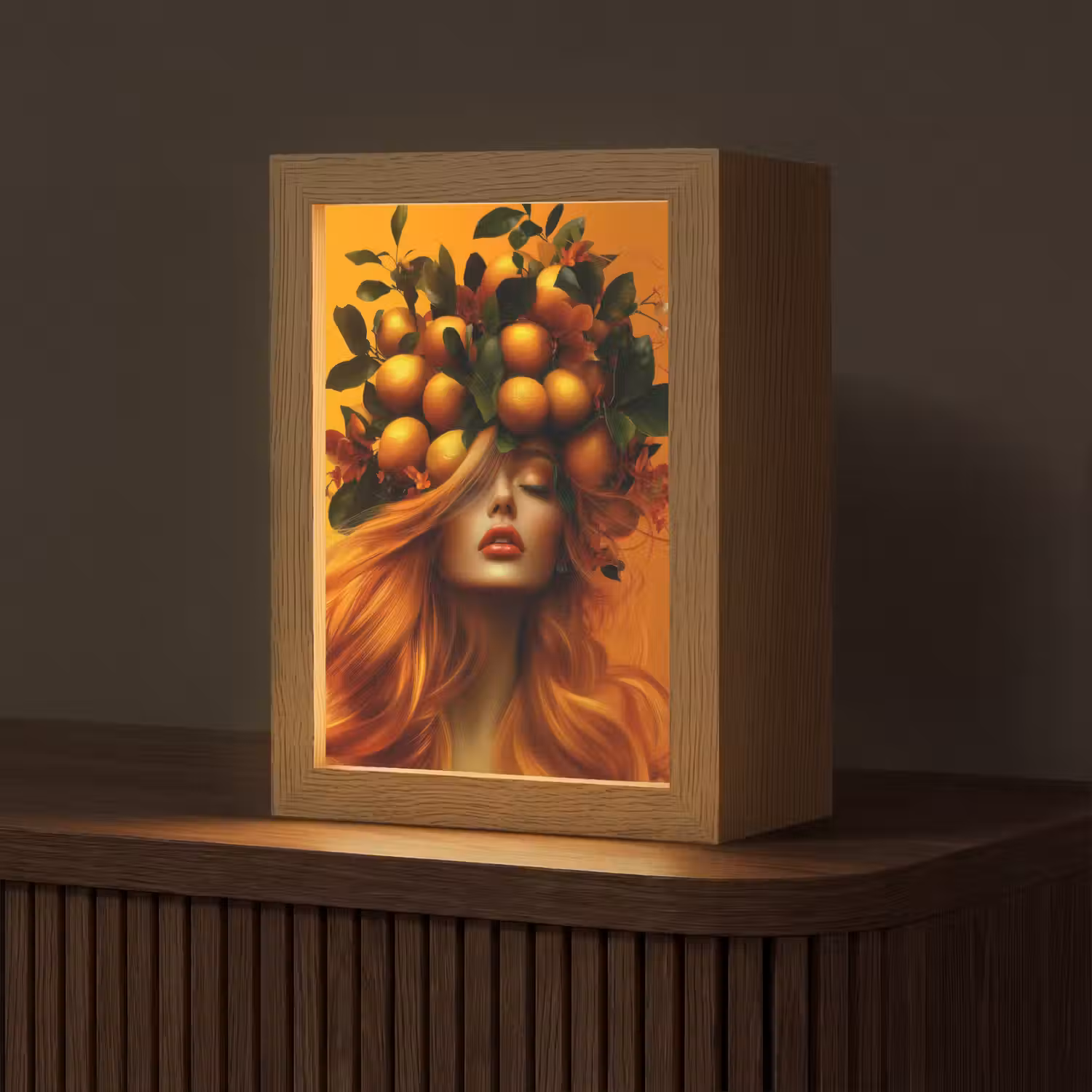 Vrouw - Citroenen - Bloesem - Geel Light Box met kabel (Tafellamp) klein -z3d_website