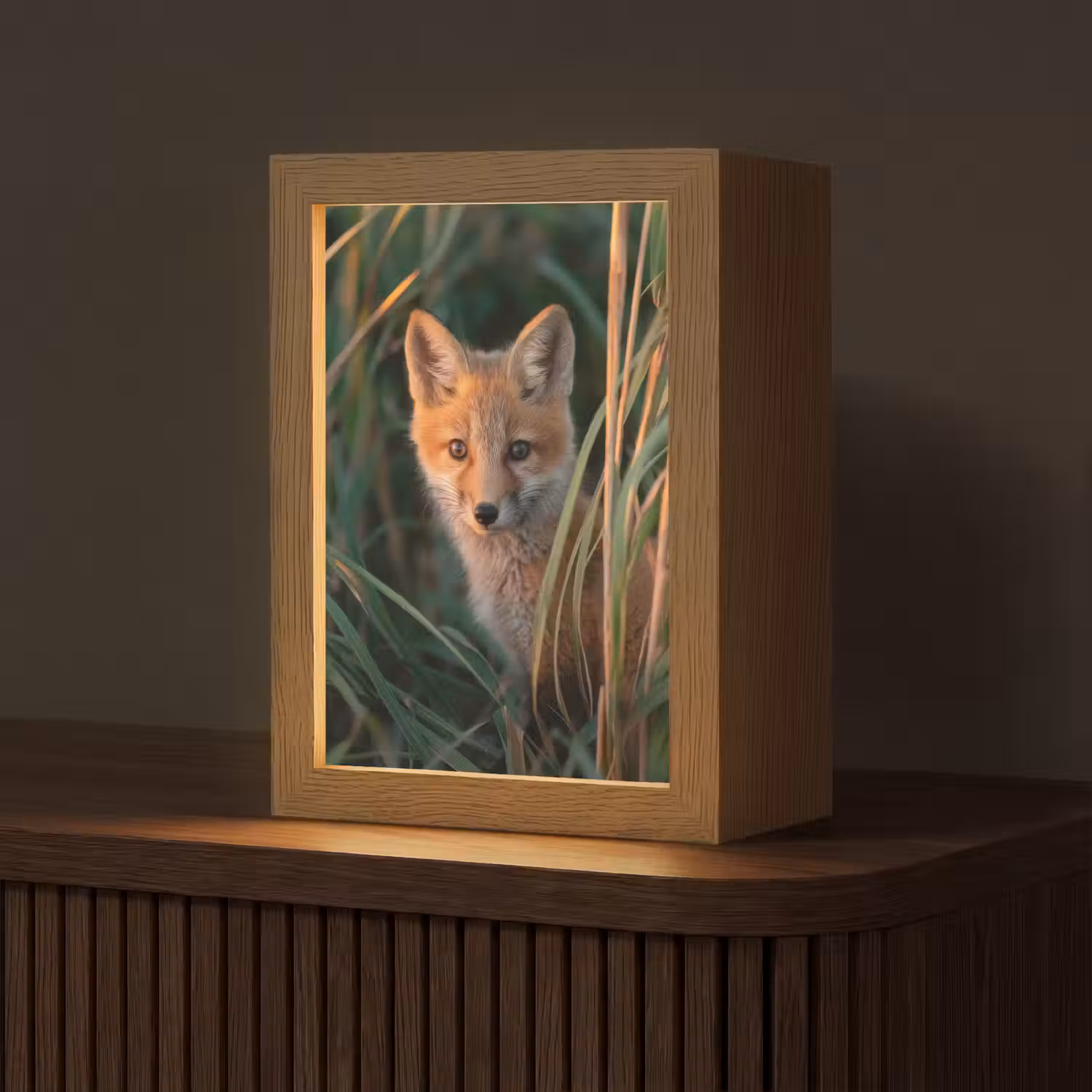 Vos - Oranje - Gras Light Box met kabel (Tafellamp) klein -z3d_website