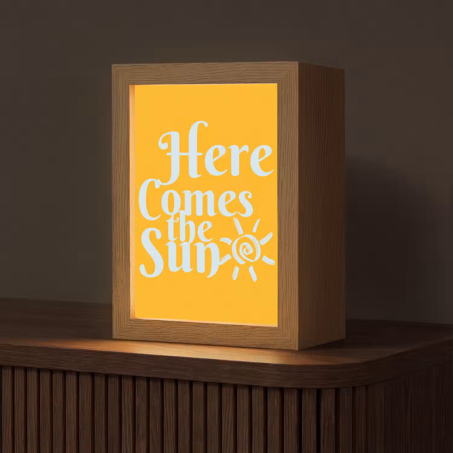 Geel - Blauw - Here comes the sun Light Box met kabel (Tafellamp) klein -z3d_website