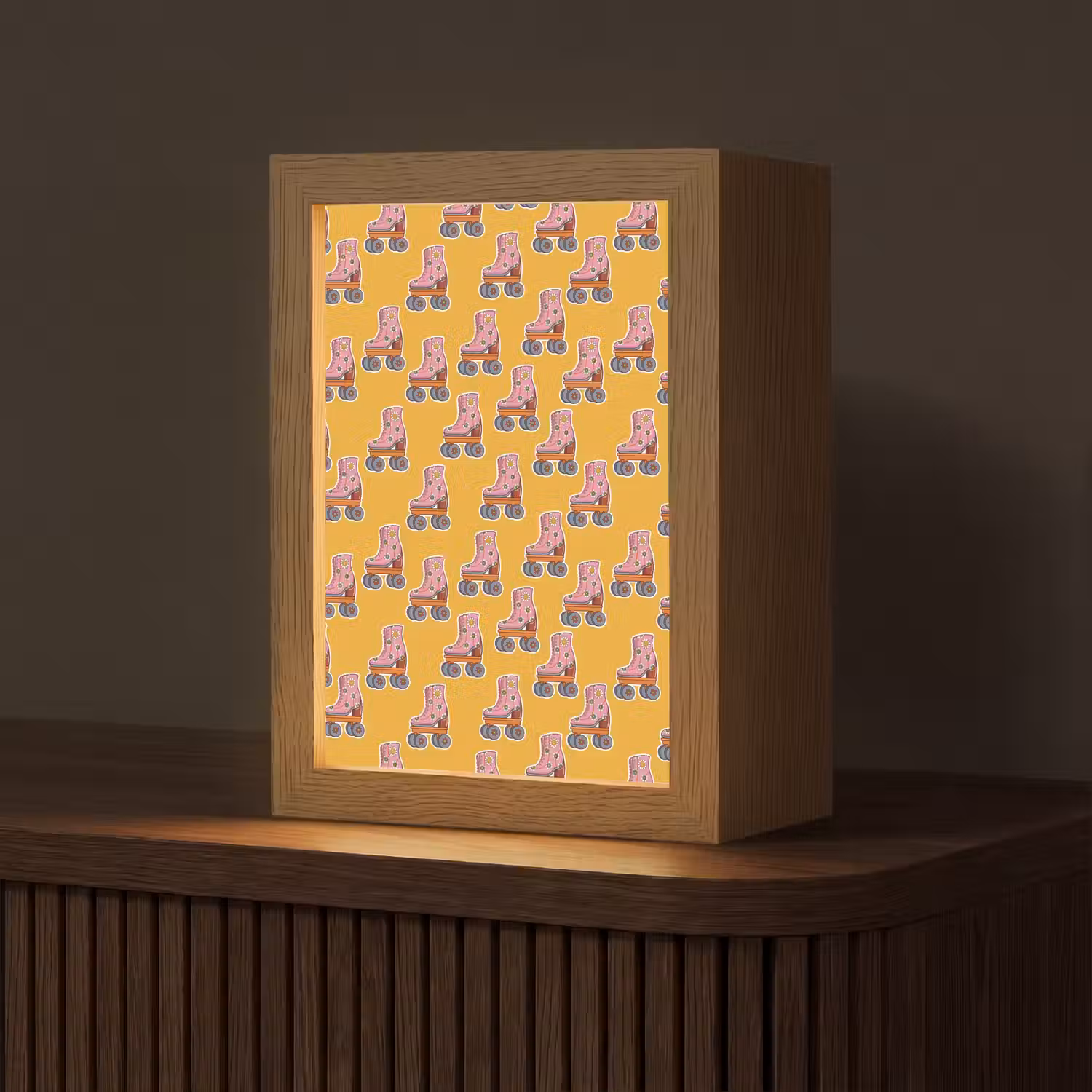 Geel - Rolschaatsen - Patroon Light Box met kabel (Tafellamp) klein 925 -z3d_website