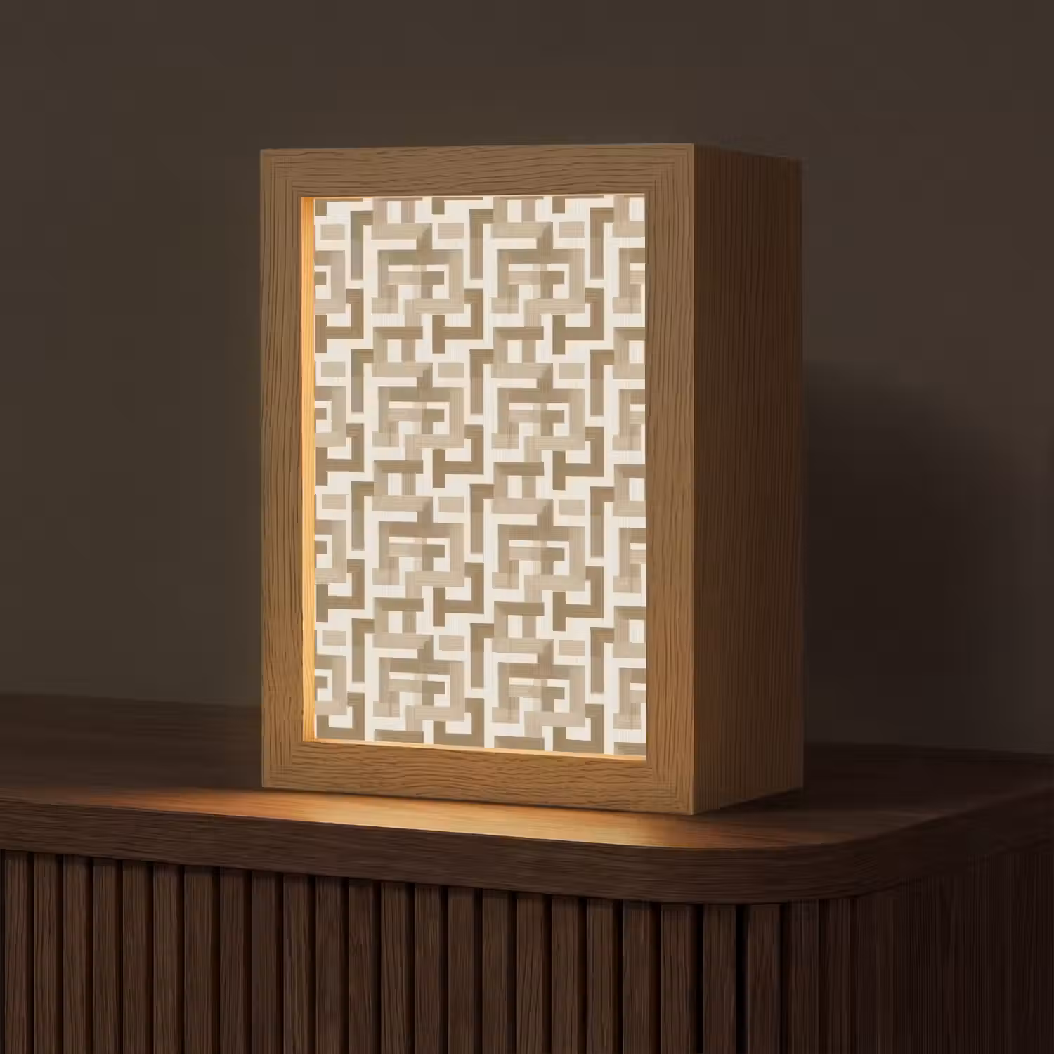Geometrisch - Retro - Bruin Light Box met kabel (Tafellamp) klein 925 -z3d_website