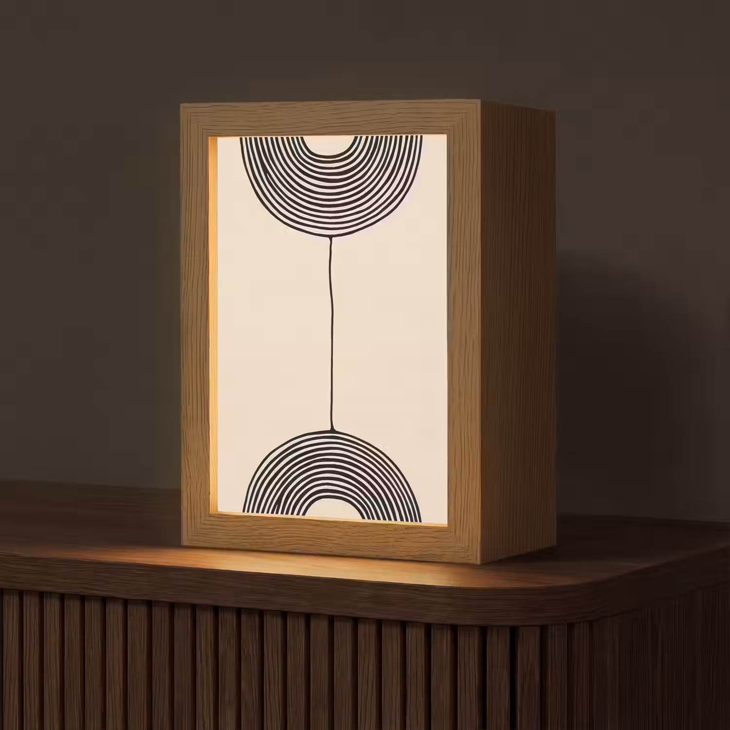 Geometrische bogen - Minimalistisch - Symmetrisch Light Box met kabel (Tafellamp) klein -z3d_website