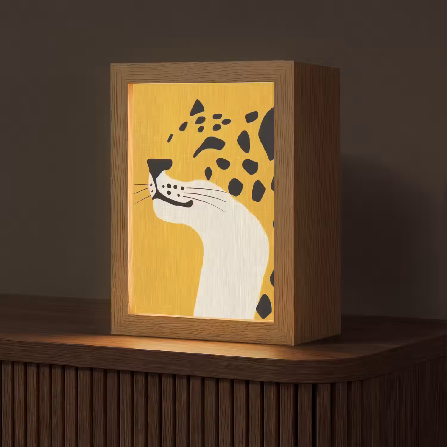Cheetah - Illustratie - Geel Light Box met kabel (Tafellamp) klein -z3d_website