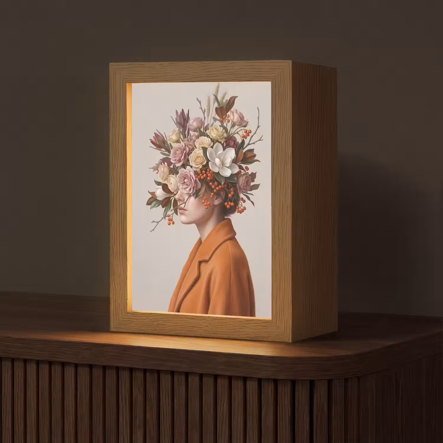 Gezicht - Boeket - Kleurrijk Light Box met kabel (Tafellamp) klein -z3d_website