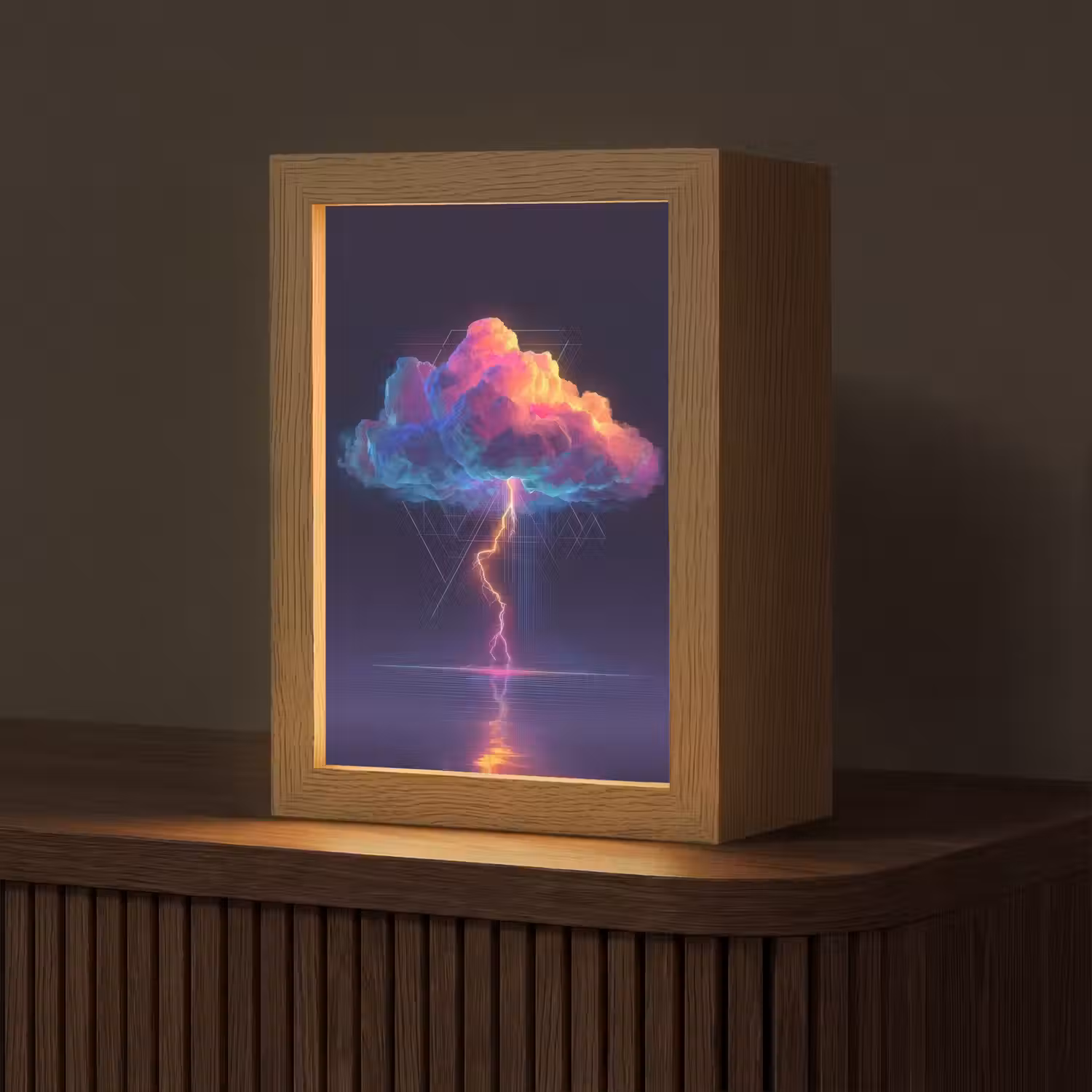 Donderwolk - Bliksemschicht - Licht - Blauw Light Box met kabel (Tafellamp) klein -z3d_website