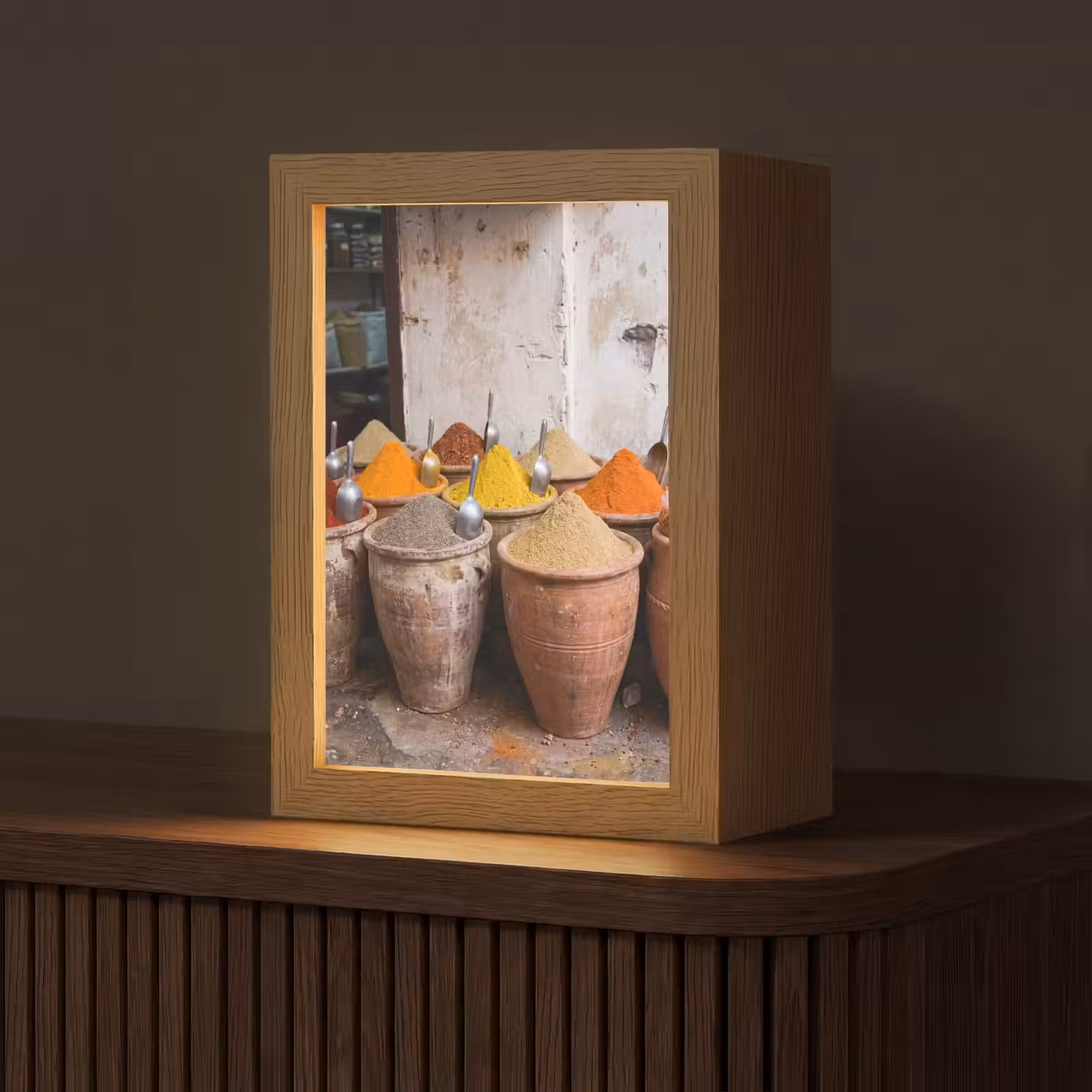 Tischlampe - Gewürze – Gläser – Orientalisch - Kruiden - Potten - Oosters Light Box met kabel (Tafellamp) klein