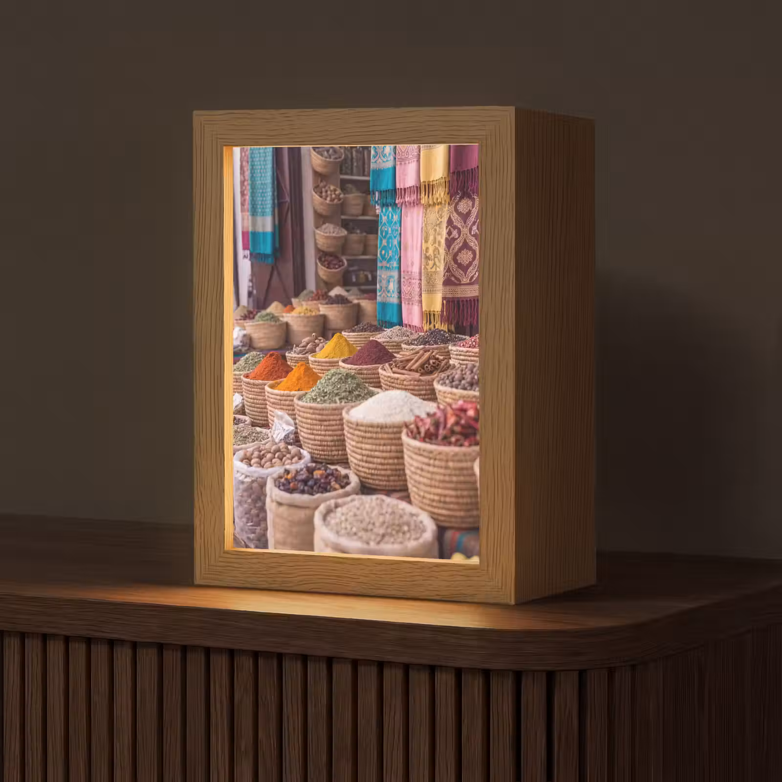Tischlampe - Gewürze – Körbe – Orientalisch - Kruiden - Manden - Oosters Light Box met kabel (Tafellamp) klein