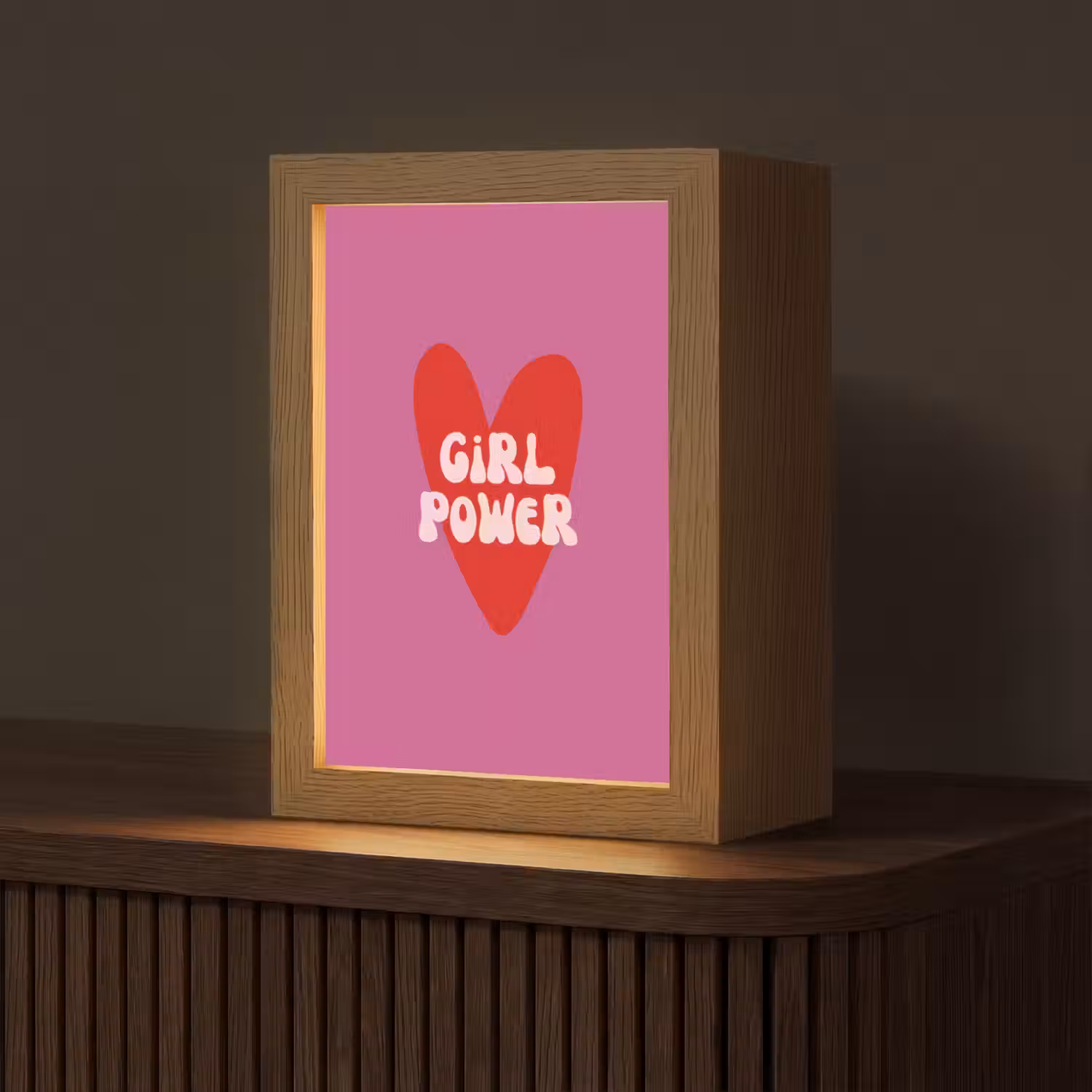 Girl power - Hart - Roze - Rood Light Box met kabel (Tafellamp) klein -z3d_website