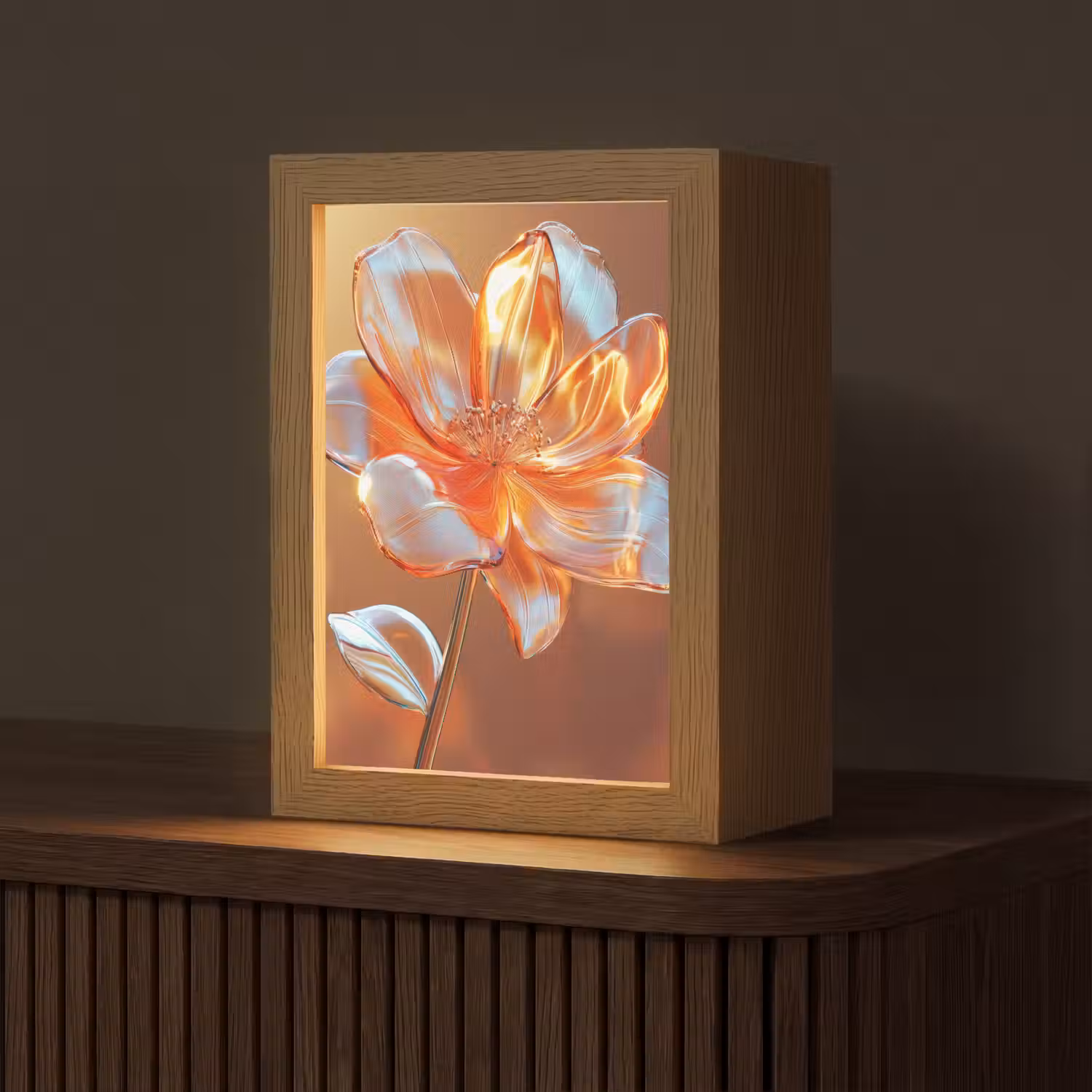 Glazen - Bloem - Zonlicht Light Box met kabel (Tafellamp) klein -z3d_website
