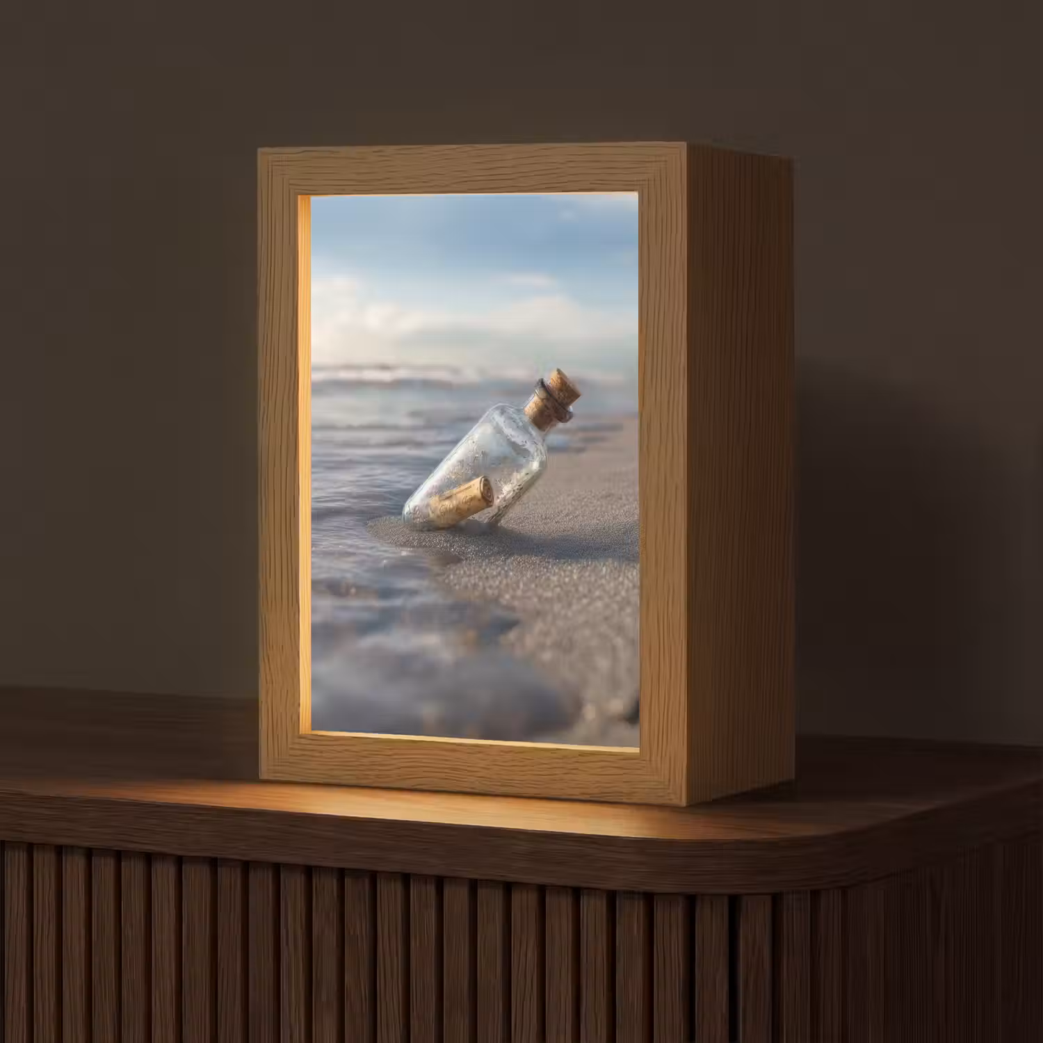 Glazenfles - Post - Zee - Zand Light Box met kabel (Tafellamp) klein -z3d_website