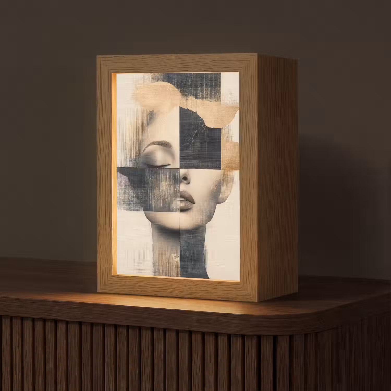 Goud - Vrouw - Rechthoeken Light Box met kabel (Tafellamp) klein -z3d_website